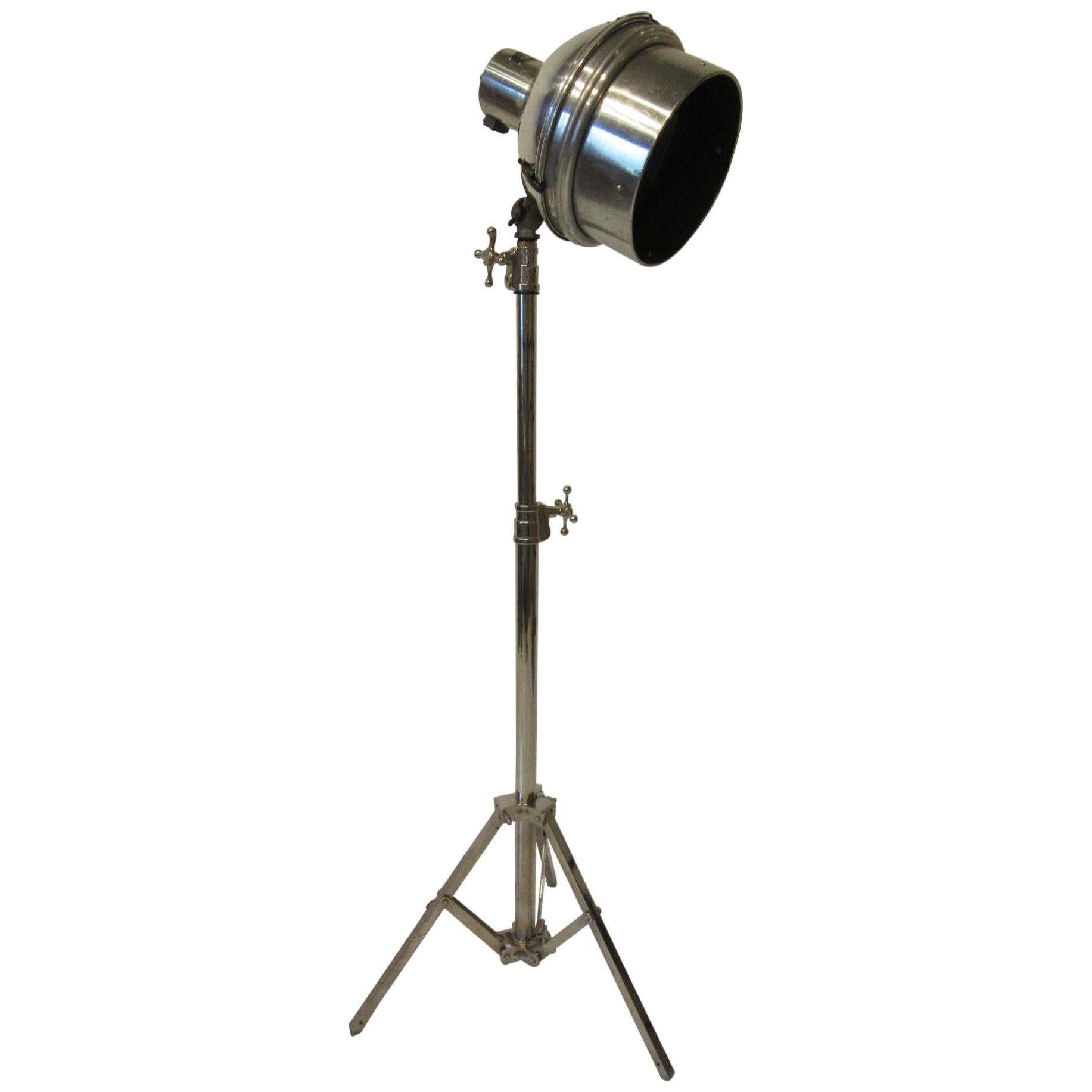 Industrial Deco Chrome Nickel-Plated Adjustable Floor Lamp For Sale
