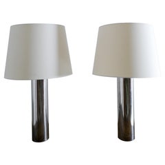 Industrial Chrome Table Lamps in style of Bergboms, Swedish 1960s