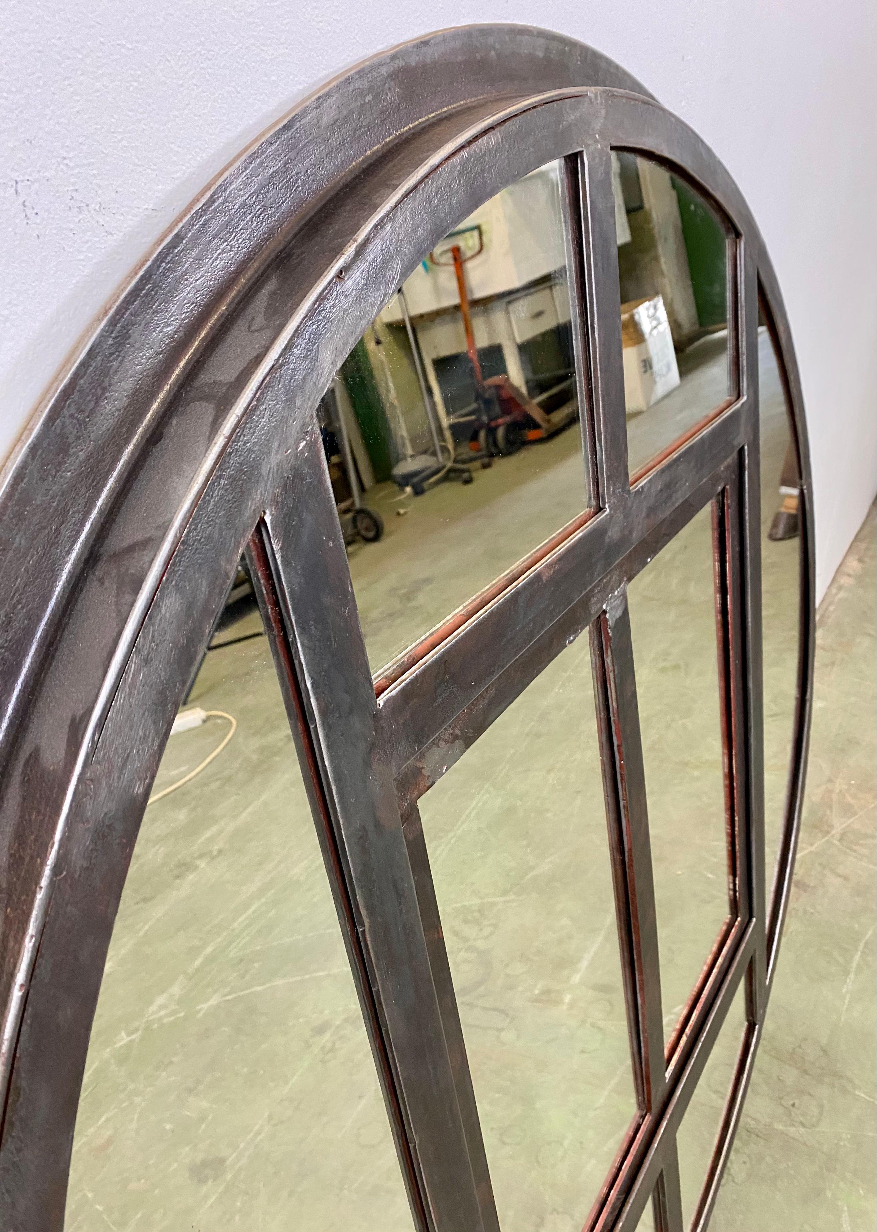 Industrial Circle Iron Window with Mirror, 1950s 4