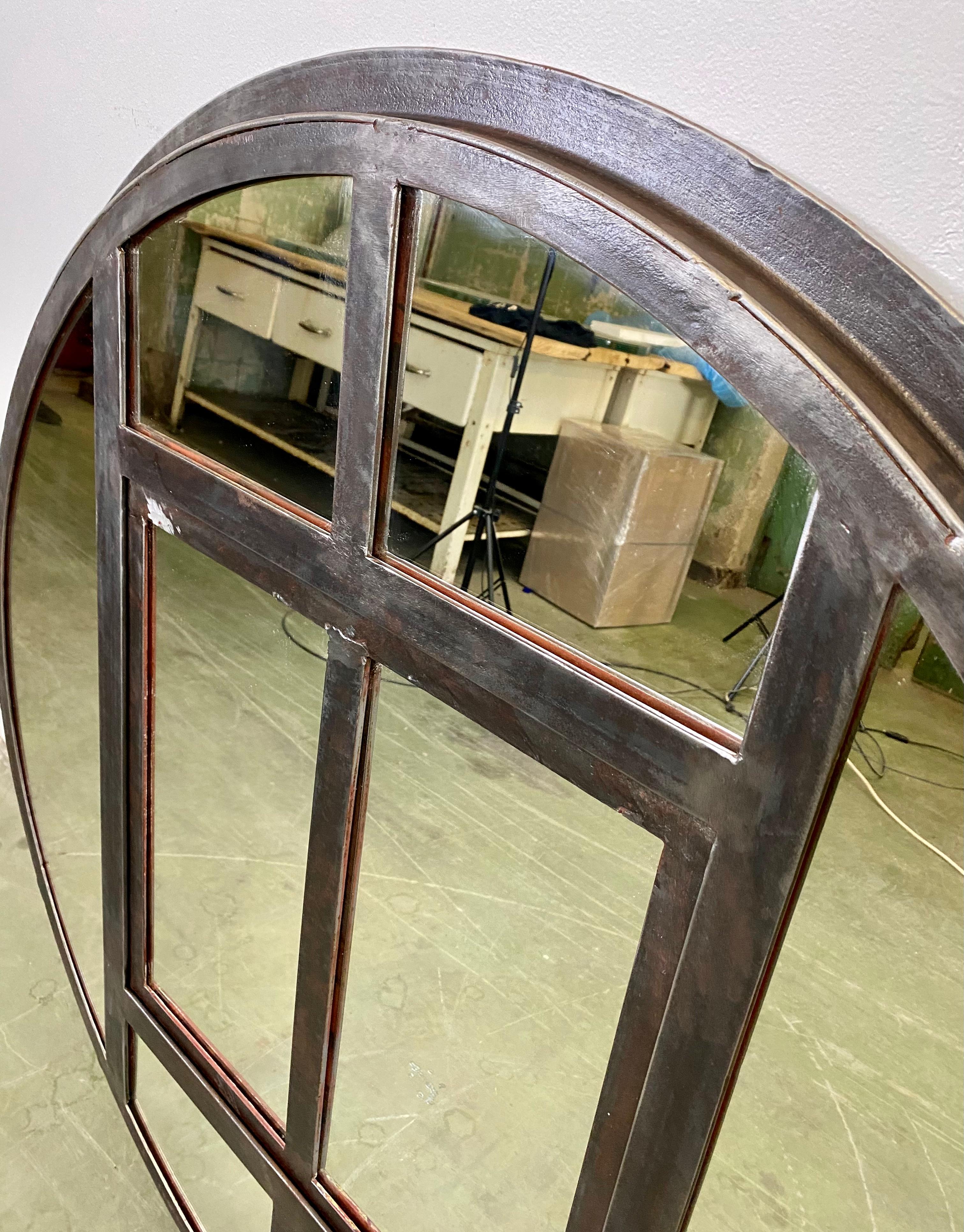 Industrial Circle Iron Window with Mirror, 1950s 5