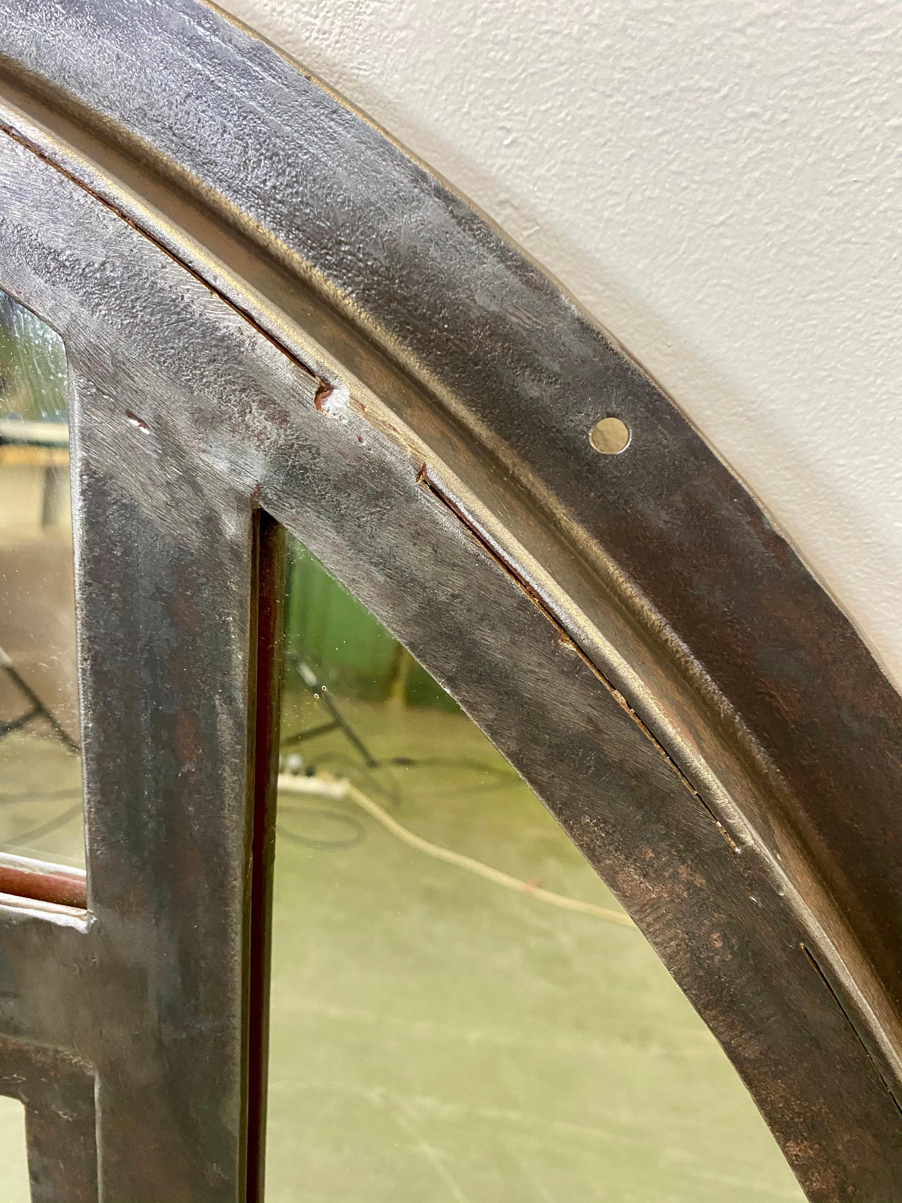 Industrial Circle Iron Window with Mirror, 1950s In Good Condition In Kojetice, CZ