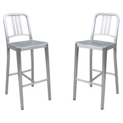 Industrial Classic Emeco 1006 Marine gebürstetem Aluminium Bar Höhe Hocker - ein Paar