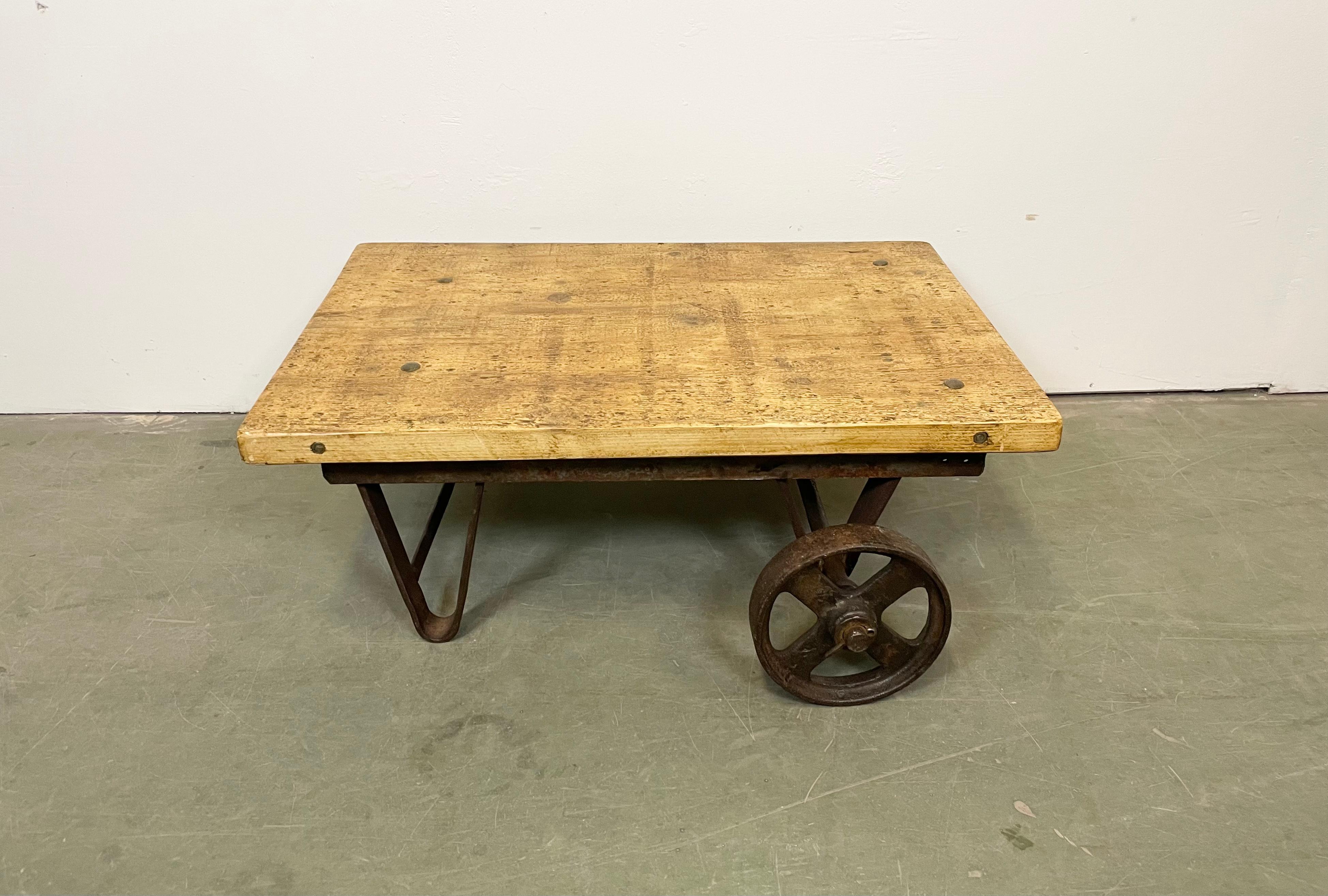 Czech Industrial Coffee Table Cart, 1950s
