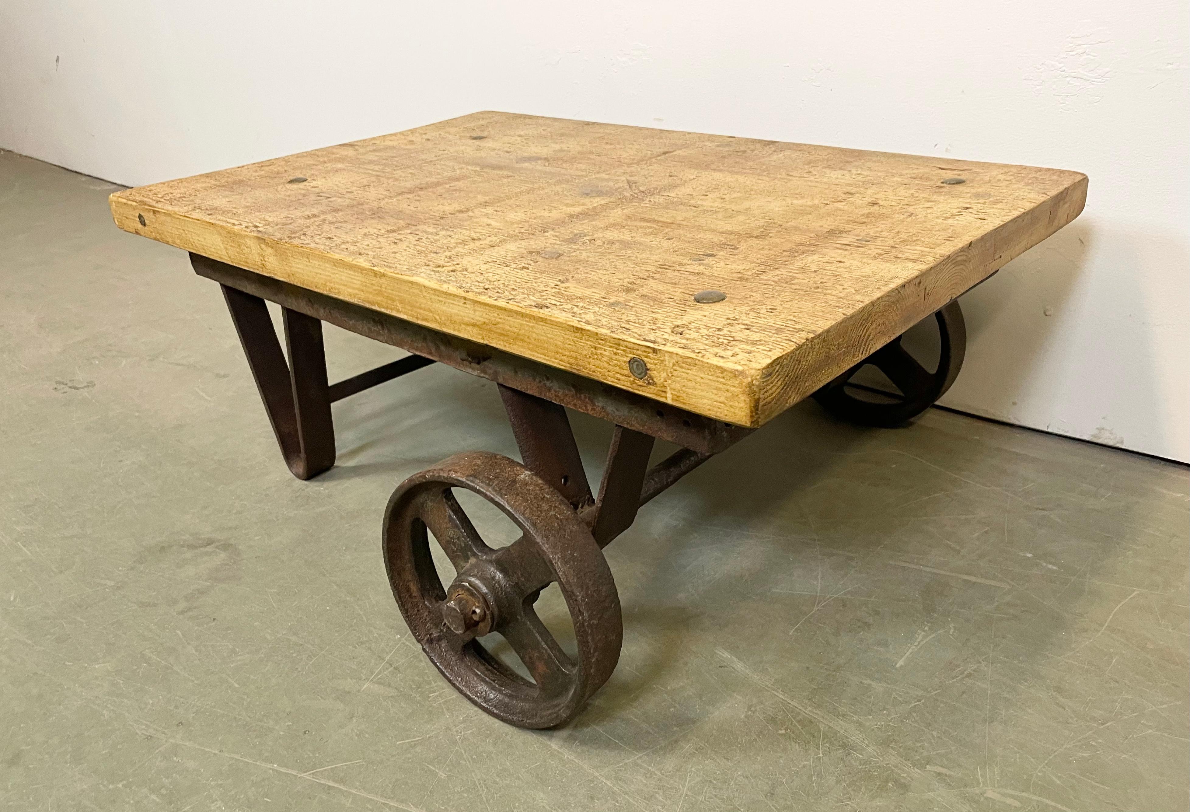 Cast Industrial Coffee Table Cart, 1950s