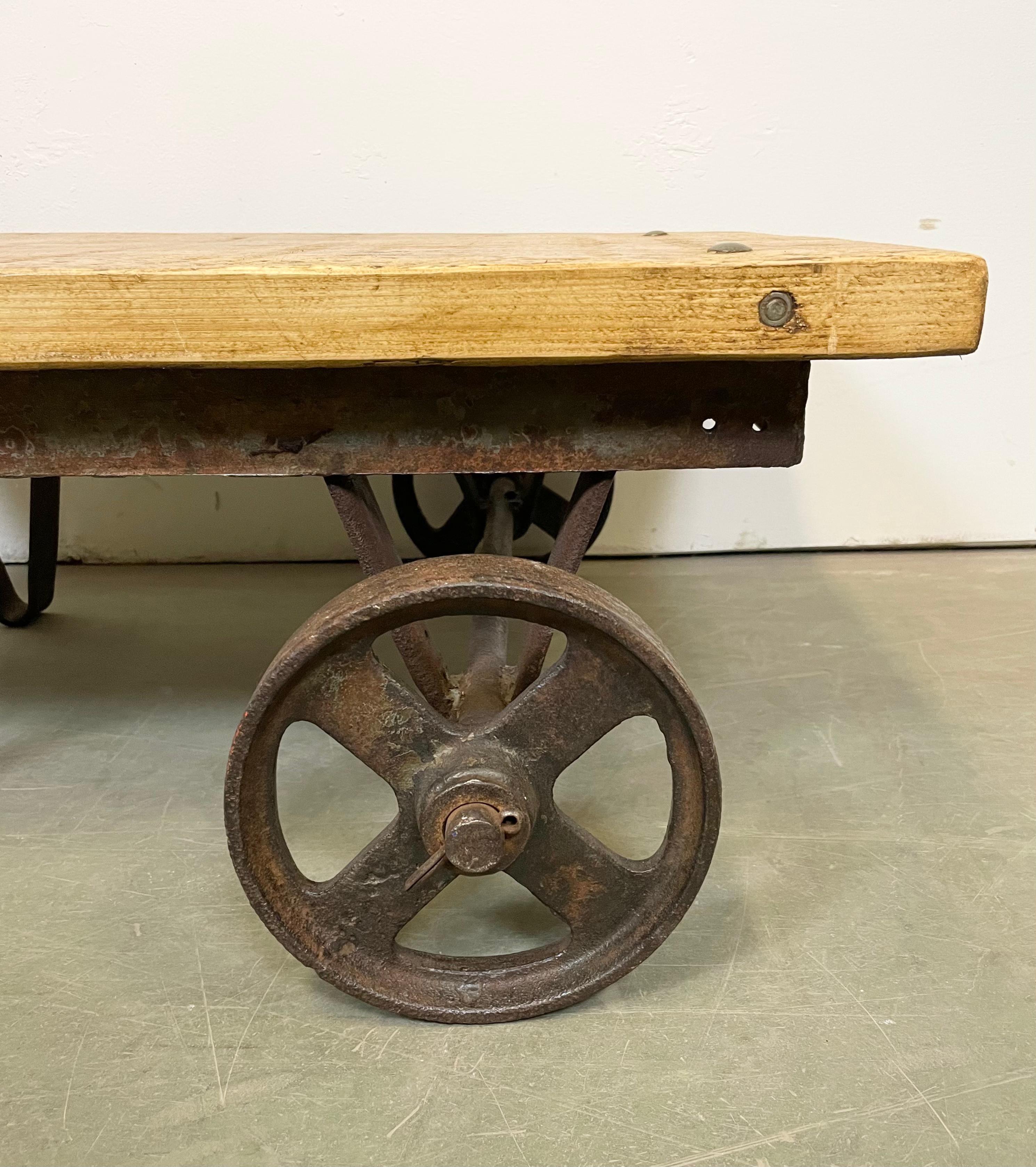 Iron Industrial Coffee Table Cart, 1950s