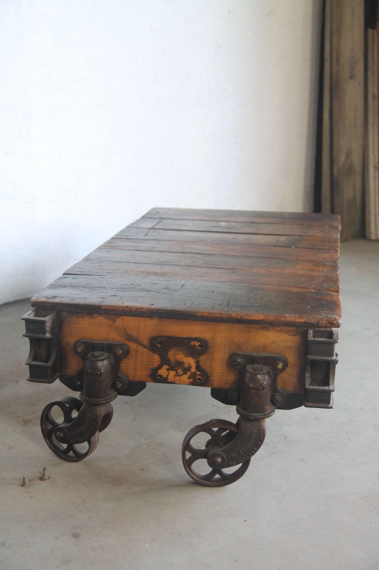 Mid-20th Century Industrial Coffee Table Cart For Sale