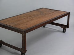 Industrial Coffee Table in Reclaimed Peroba Wood and Iron — Unique Piece