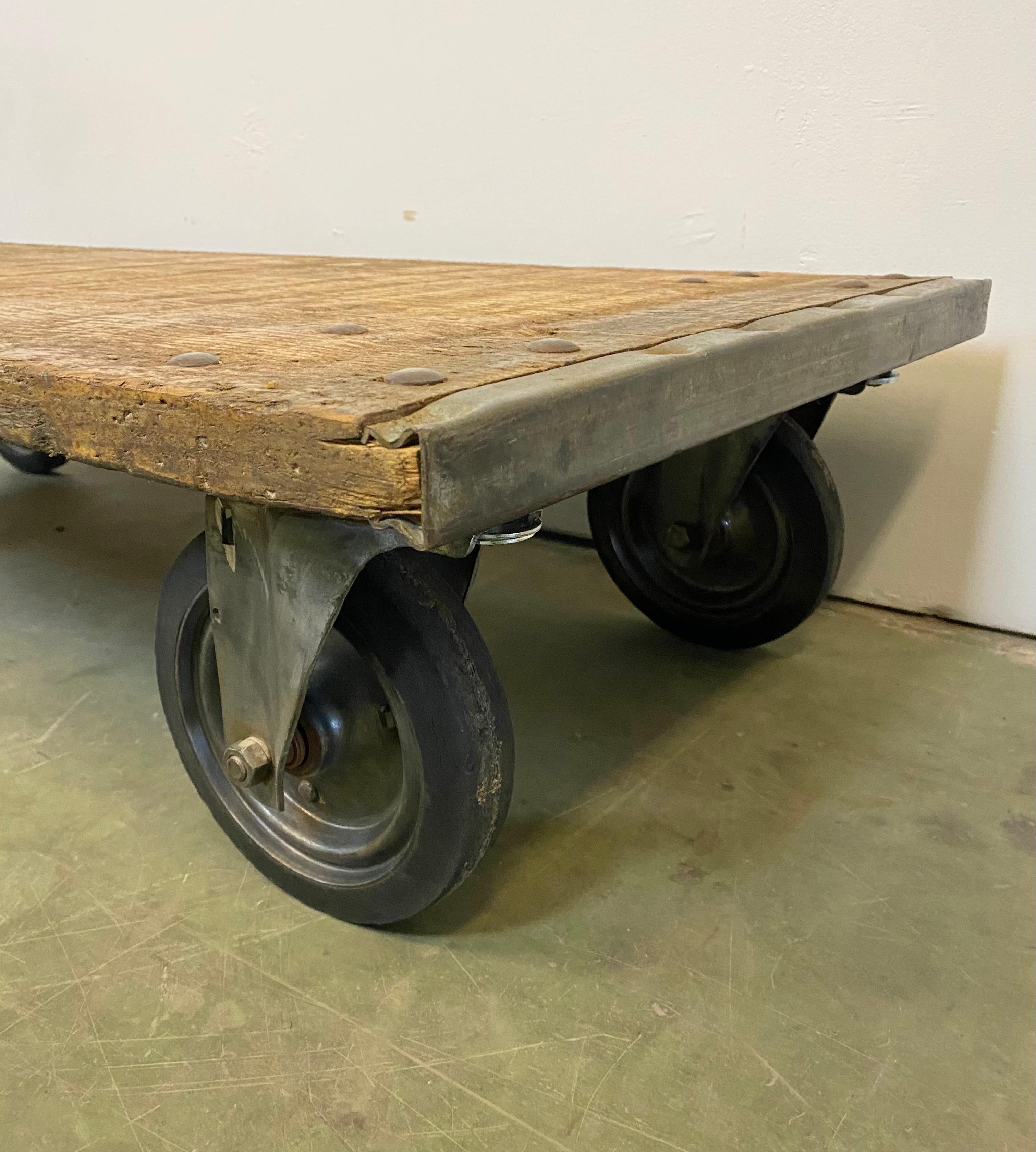 industrial coffee table with wheels