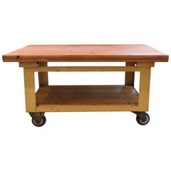 Industrial Coffee Table on Wheels