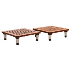 Vintage Industrial Coffee Table with Porcelain Legs from East Germany, set of two.