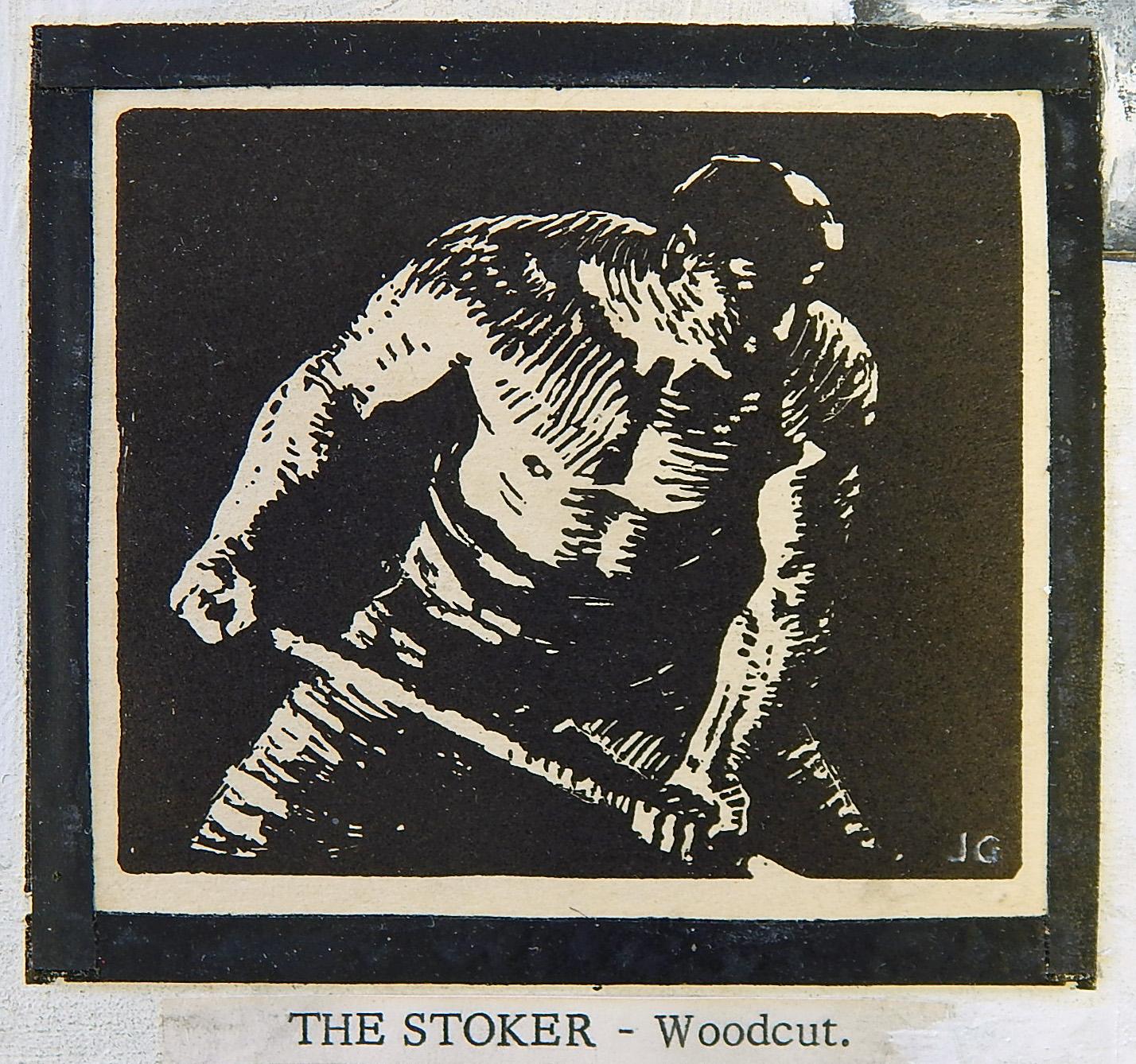 This remarkable ensemble of paintings, studies and prints, collected together as a kind of scrapbook page by John Garth, celebrates the American ironworker. It includes no fewer than seven works, most consisting of gouache over printed images, and