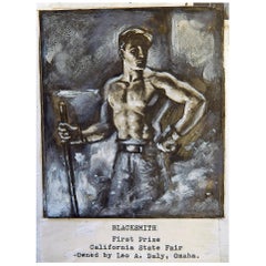 Vintage "Industrial, " Collection of Ironworker Paintings and Drawings by Garth, 1920s