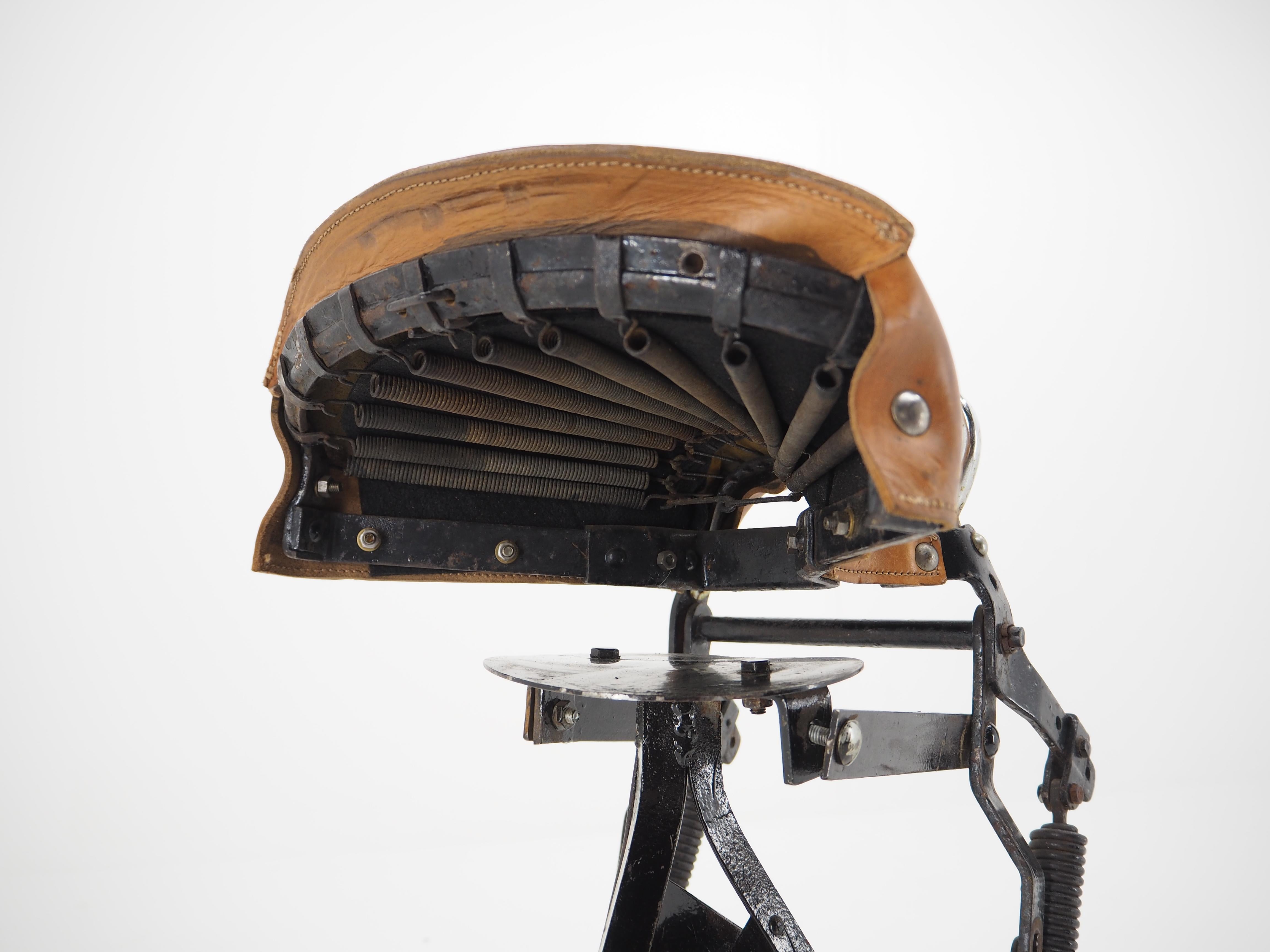 Industrial Steel and Leather Comfort Seat from Danish Motorcycle Nimbus, 1940s 1