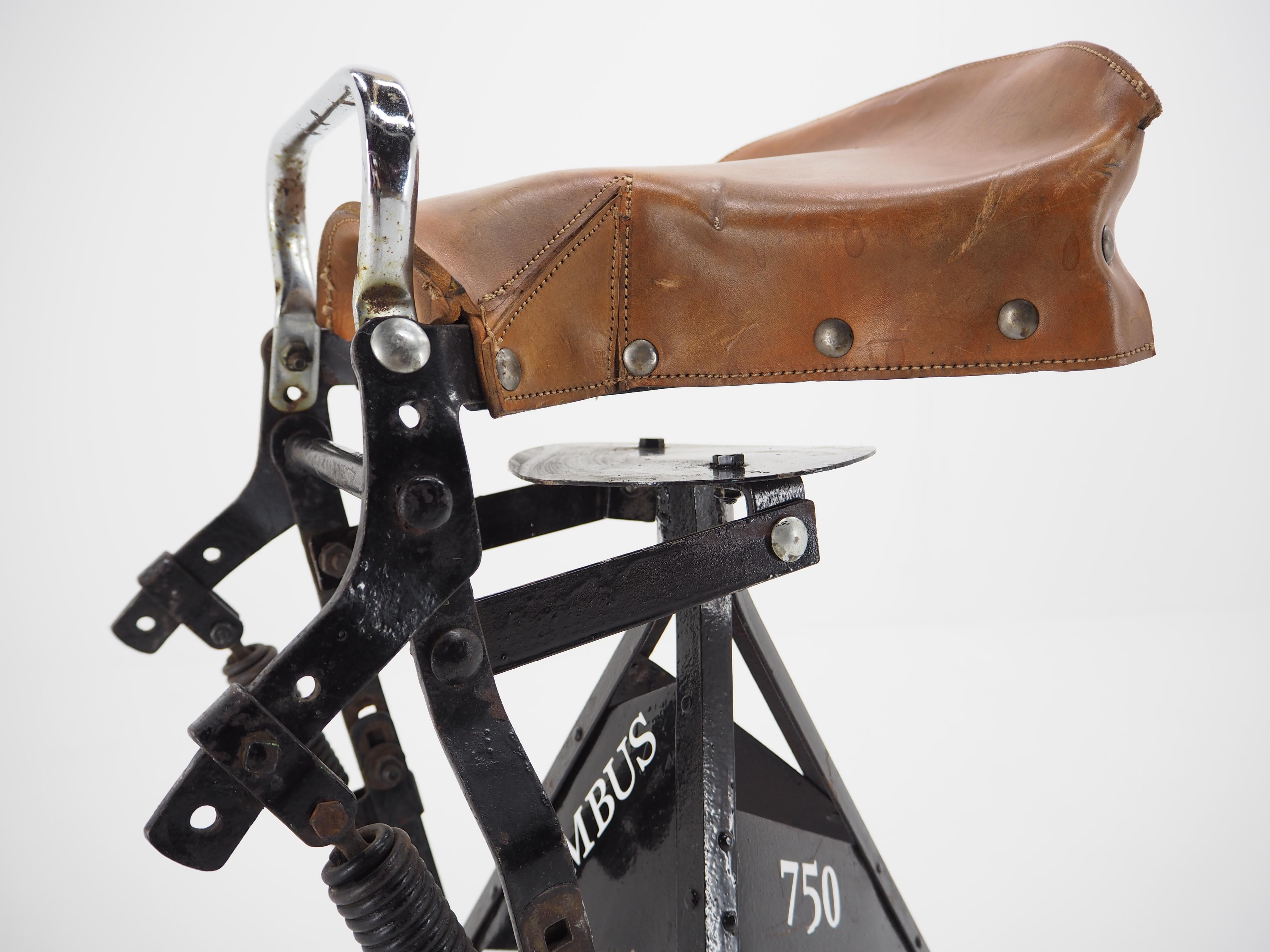 Industrial Steel and Leather Comfort Seat from Danish Motorcycle Nimbus, 1940s 3