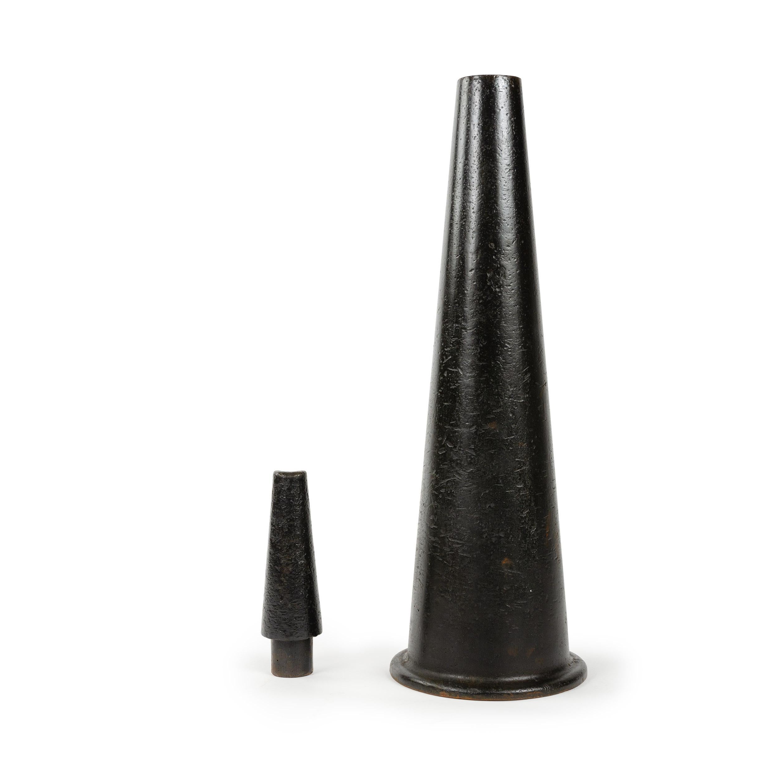 A very fine example of a 19th century patent blacksmiths cone mandrel in patinated steel, manufactured by Wiley & Russell Mfg. Co. The unique feature of this cone is the removable tip with the same socket section as the cone. Wiley & Russell was