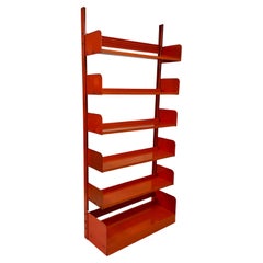Industrial Congresso Bookcase in Red Steel by Lips Vago,  Two Available
