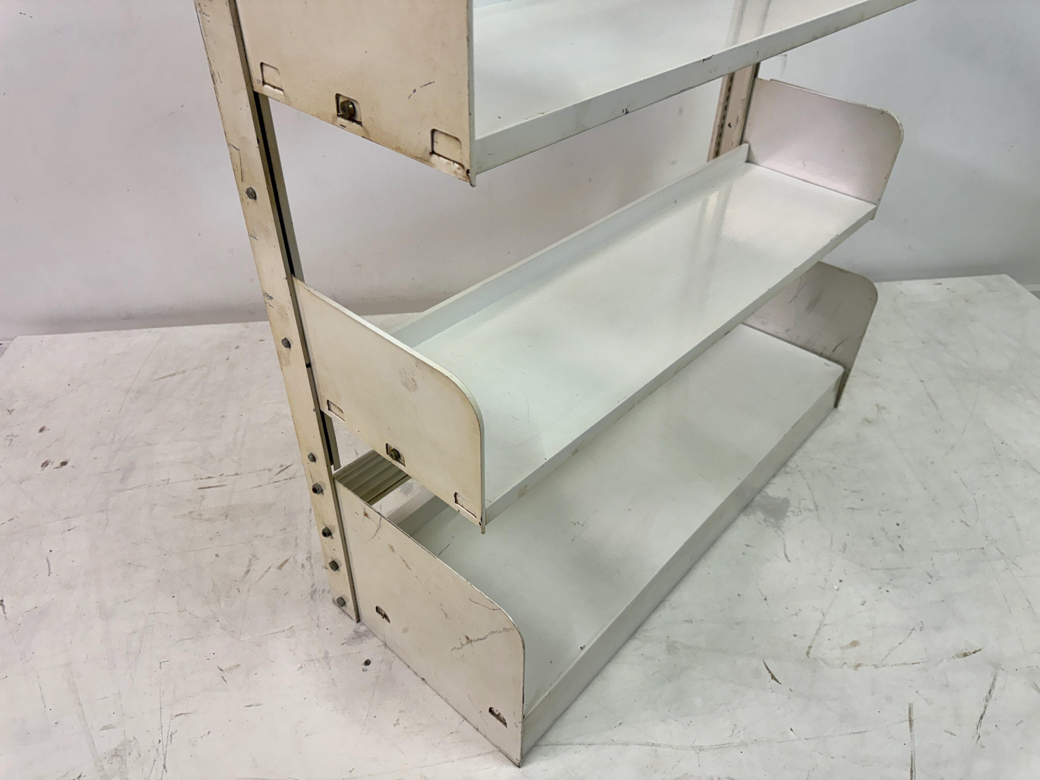 Industrial Congresso Bookcase or Shelving System in White Steel by Lips Vago For Sale 7
