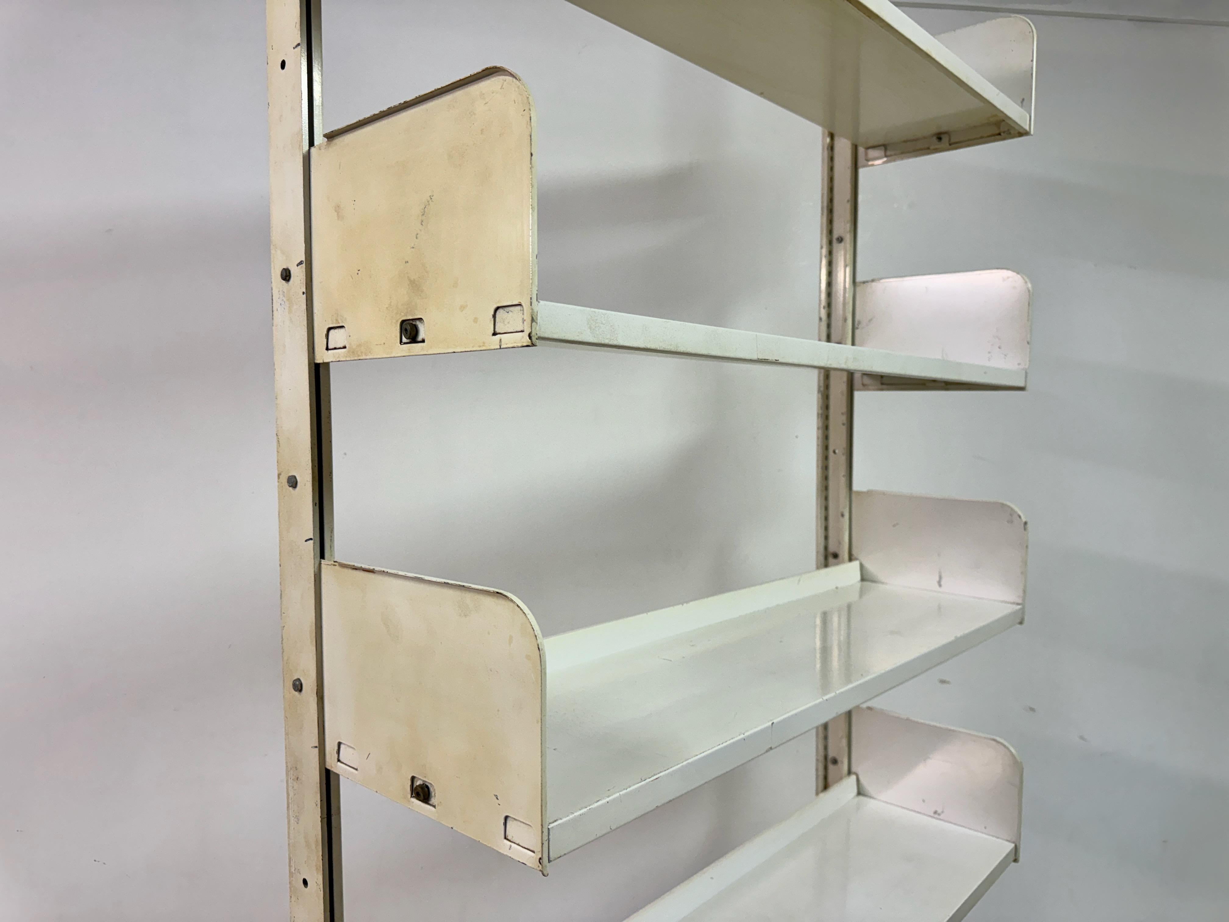Industrial Congresso Bookcase or Shelving System in White Steel by Lips Vago For Sale 8