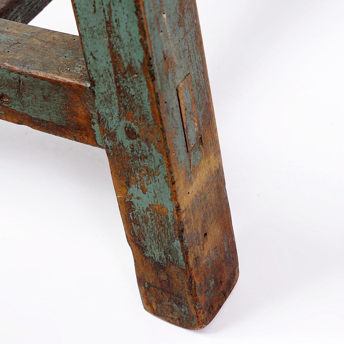 20th Century Industrial Console/table bluestone top and green weathered wood - 20th For Sale