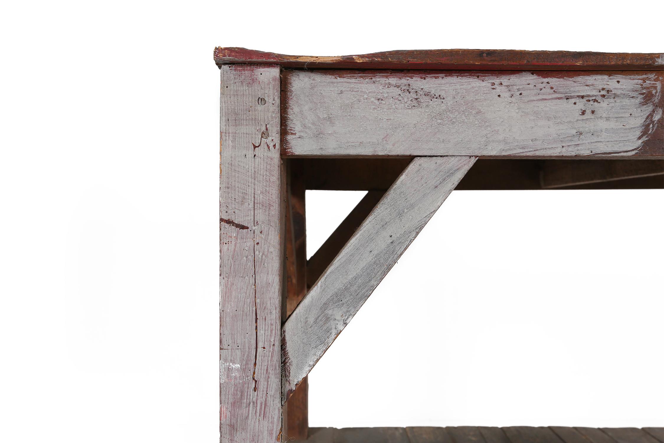 Wood Industrial Console Table Ca.1920 For Sale