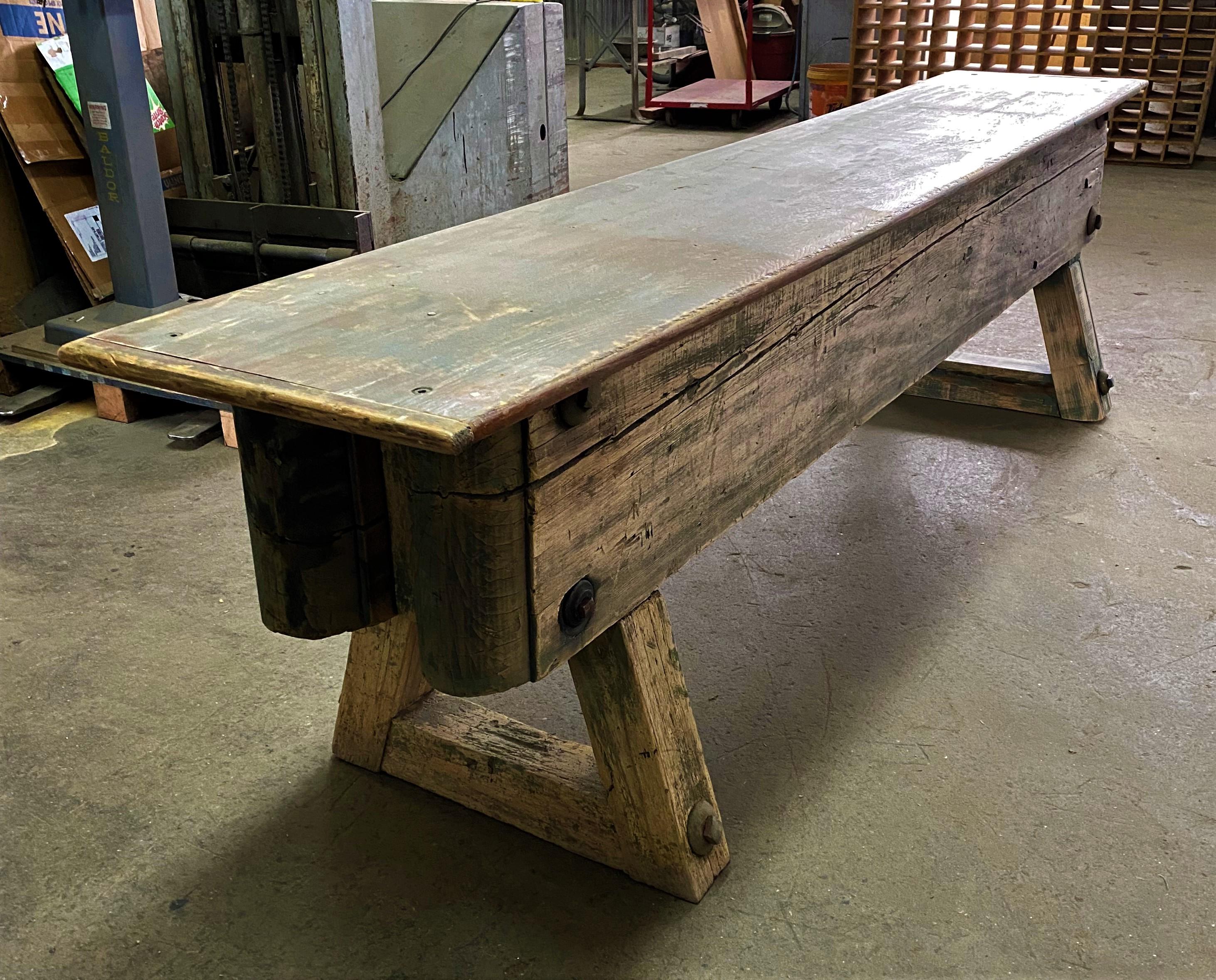 American Industrial Console Table For Sale