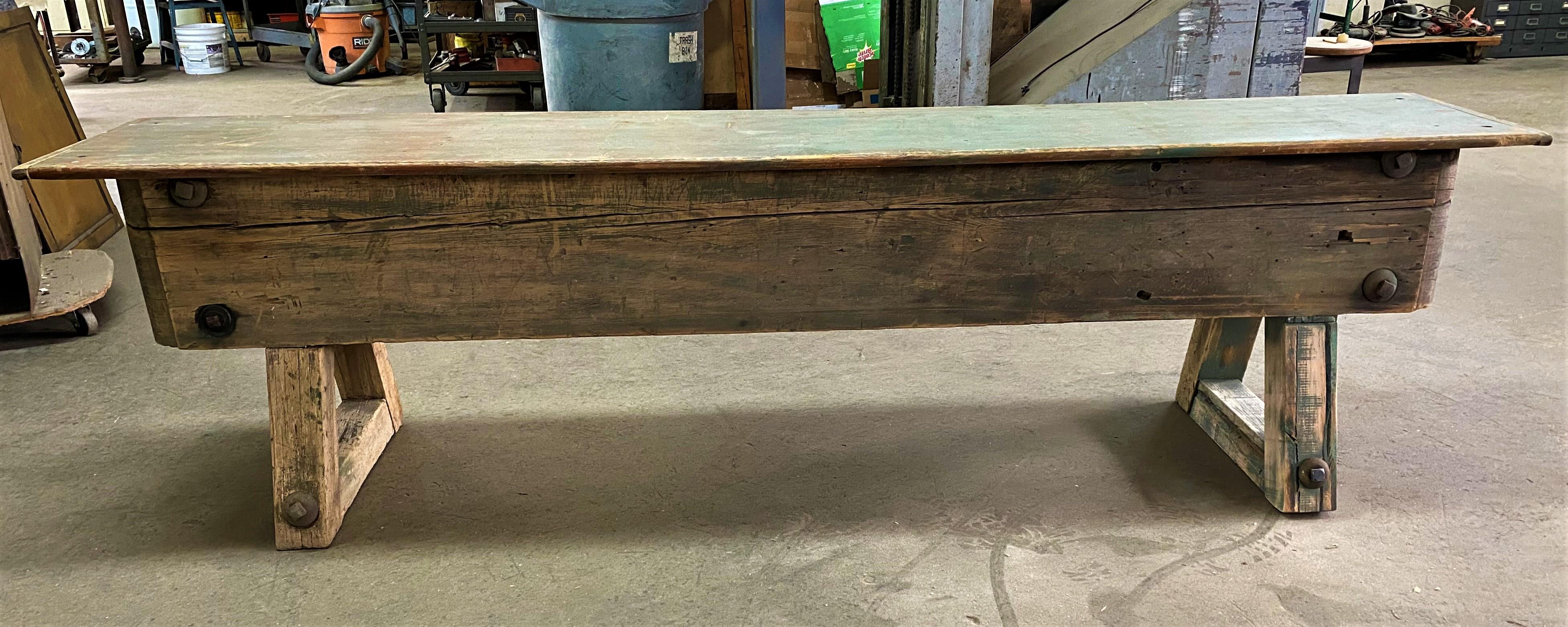 20th Century Industrial Console Table For Sale