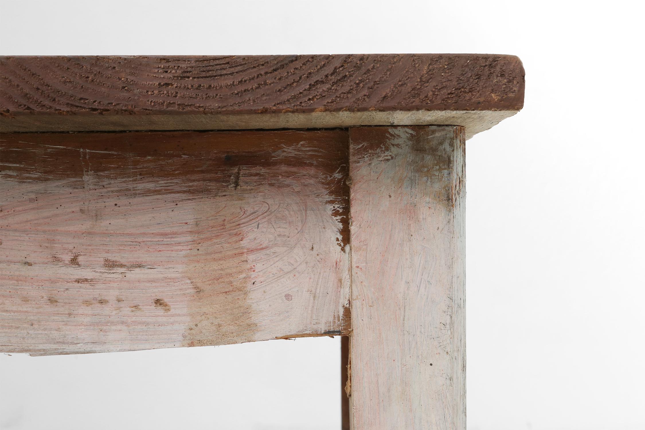 Industrial console table with patinated colorful paint, Belgium ca. 1950 For Sale 3
