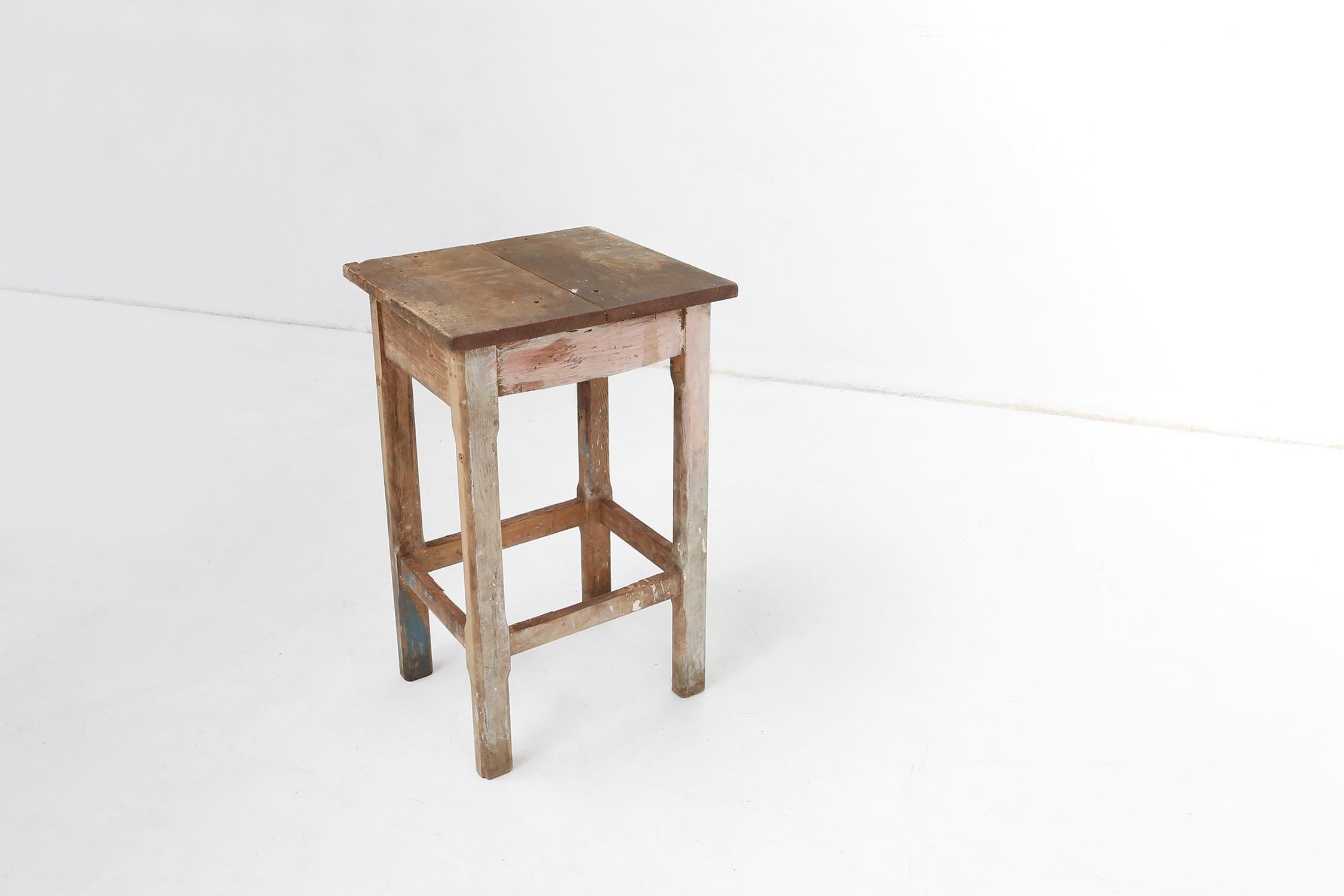 Belgian Industrial console table with patinated colorful paint, Belgium ca. 1950 For Sale