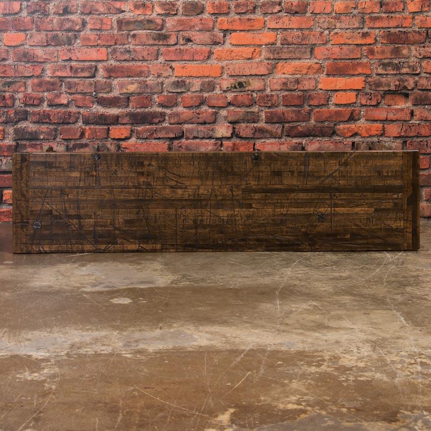 American Industrial Console Table with Reclaimed Maple Top and Cast Iron Legs