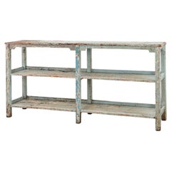 Industrial console with patina of old layers of paint, France ca. 1900