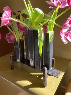 Vaso industriale contemporaneo fatto a mano di design olandese Harm De Veer Vaso in acciaio a perdere