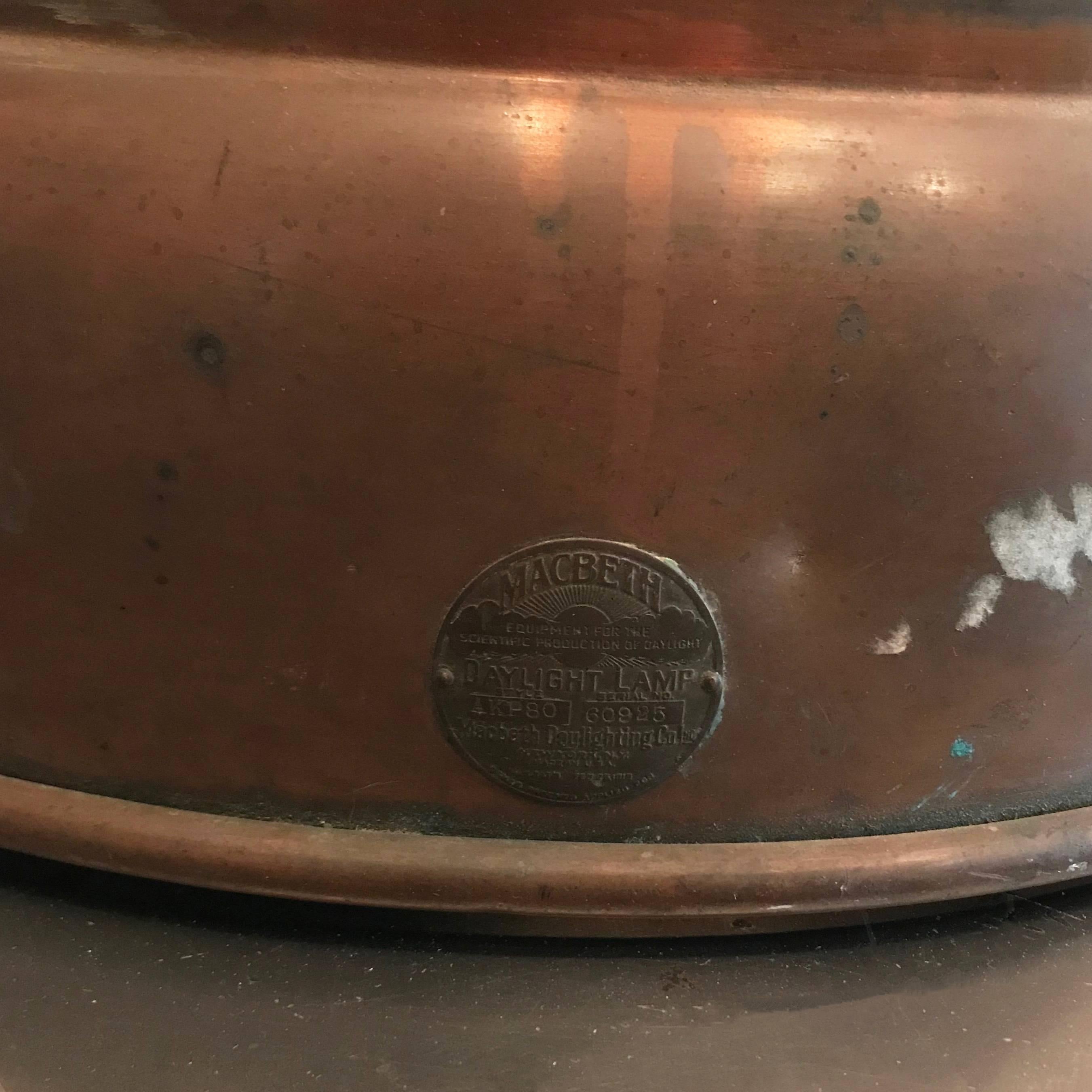 Industrial Copper and Aluminium Macbeth Daylight Pendant Light In Good Condition In Brooklyn, NY
