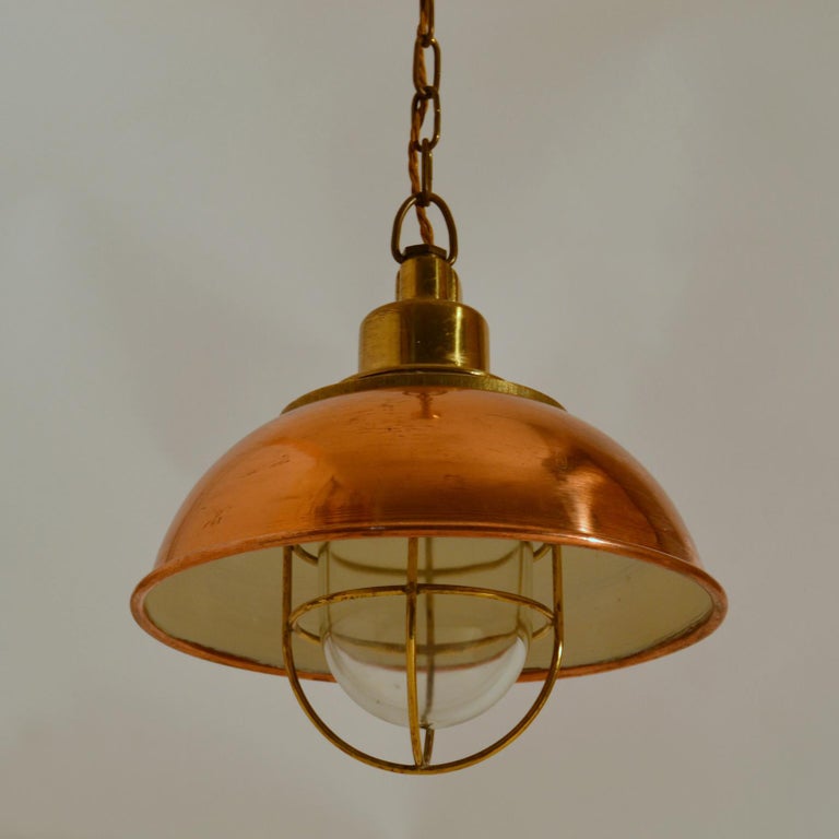 Spun Industrial Copper and Brass Pendant Lamp