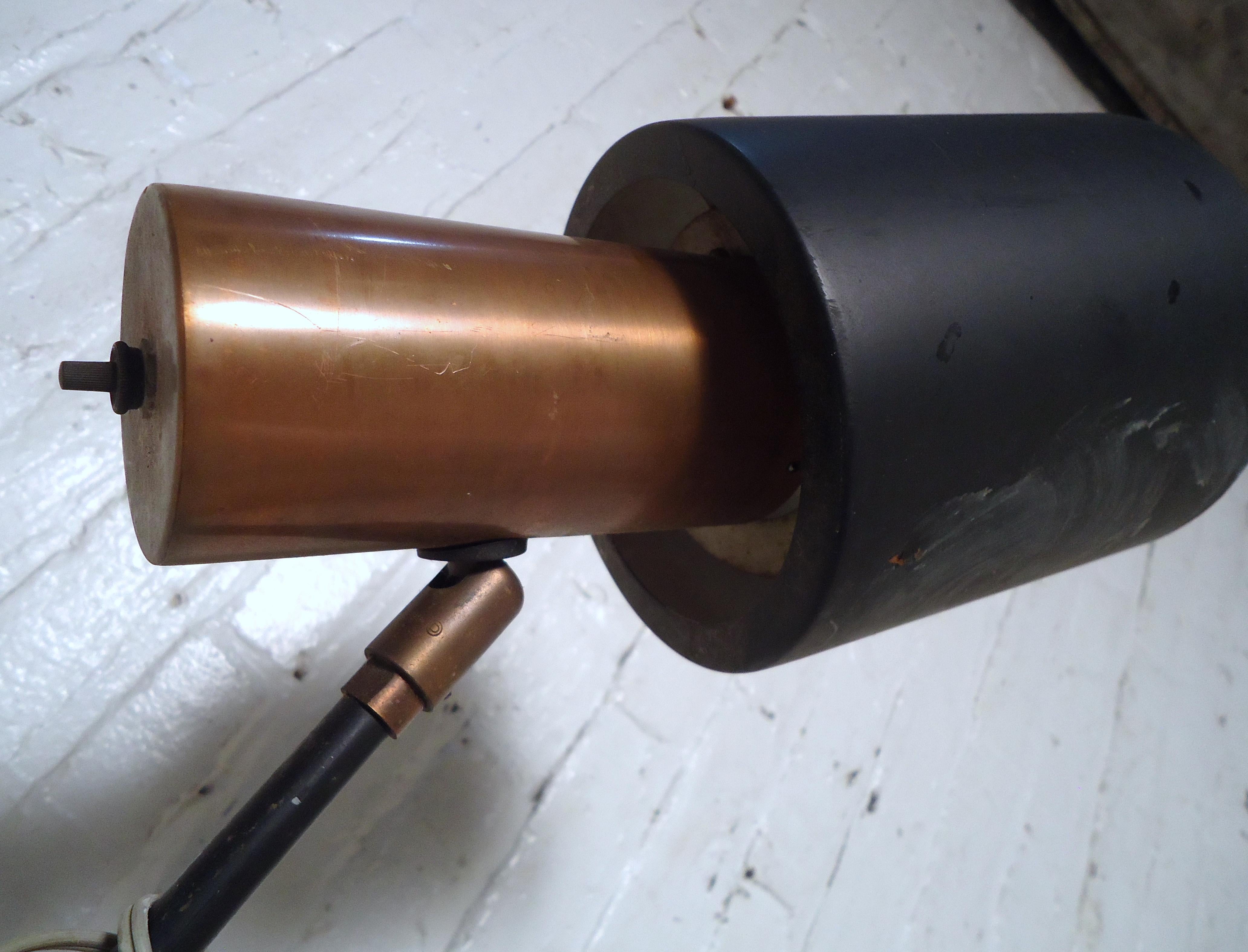 Industrial Copper Floor Lamp In Good Condition In Brooklyn, NY