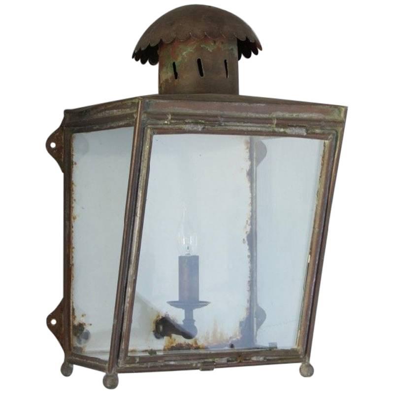 Industrial Copper Wall Lantern For Sale