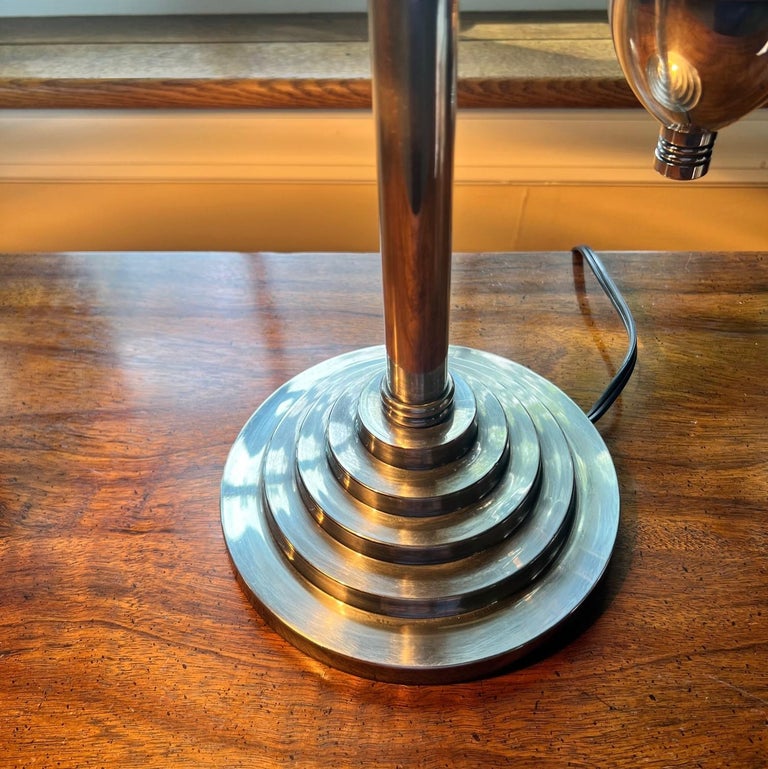 Industrial Counterweight Pulley Desk Lamp in Brass with Antiqued Silver