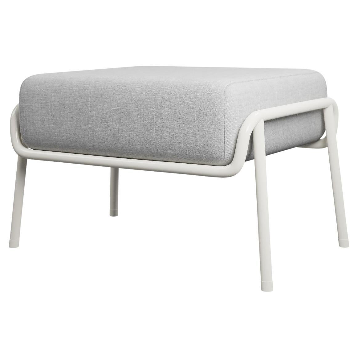 Industrial Cream Finish Ottoman DUV with Cream fabric handcrafted by Murmurio