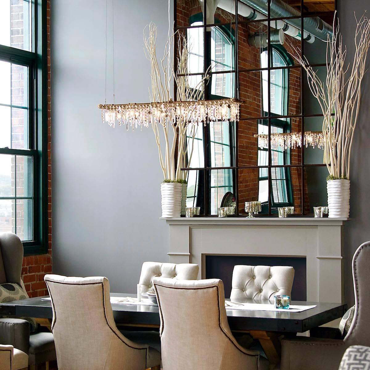 Industrial Crystal Pipe Banqueting Chandelier - Tribeca Collection For Sale 1