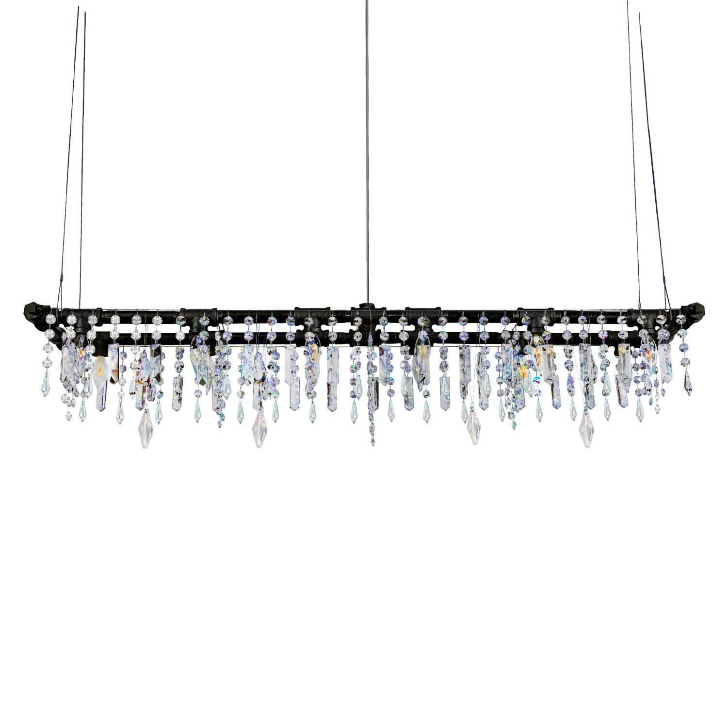 Industrial Crystal Pipe Banqueting Chandelier - Tribeca Collection For Sale