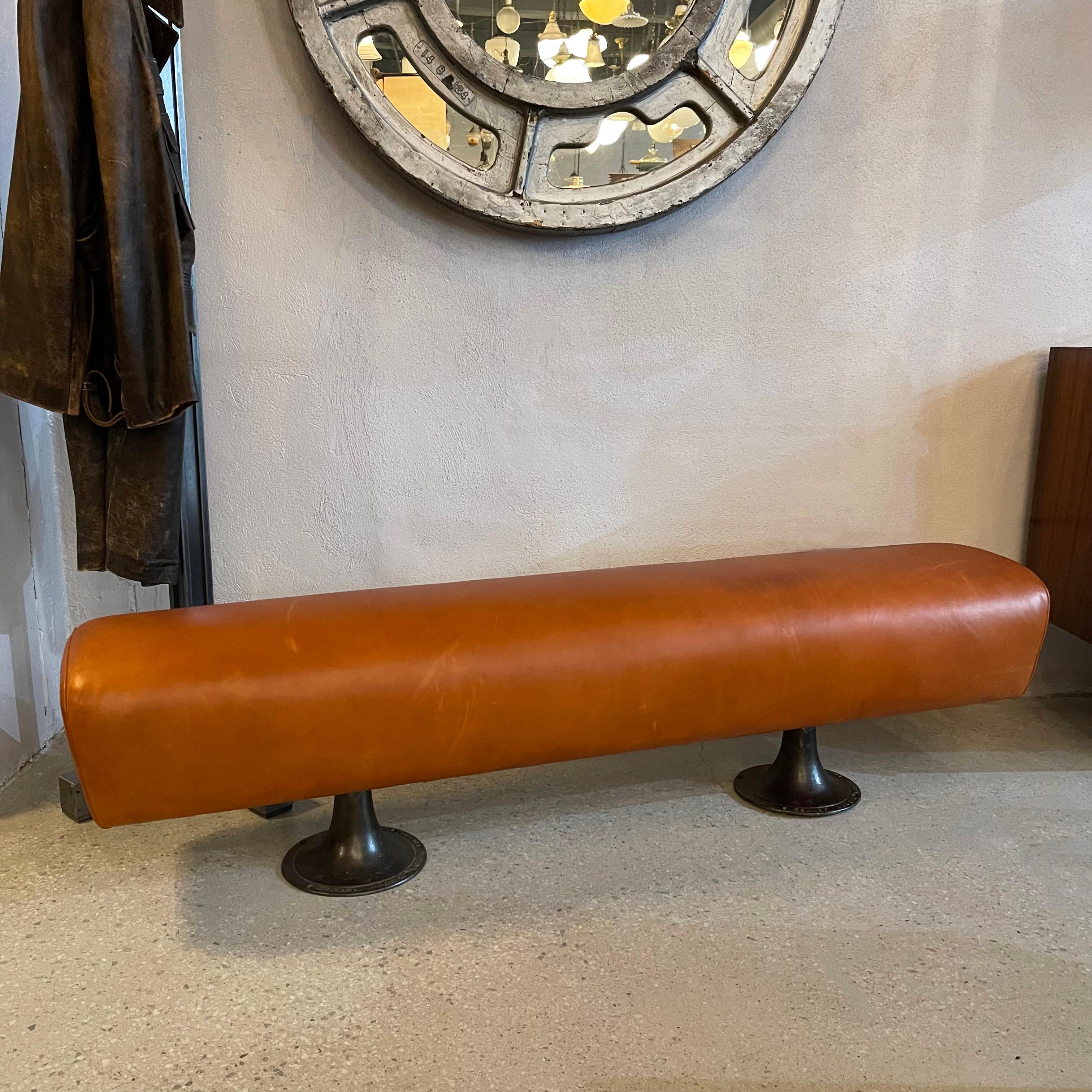 20th Century Industrial Custom Leather Pommel Horse Bench For Sale