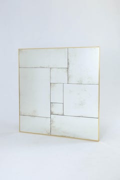 Industrial Custom Made Artisanal Mirror Hand-Aged Authentic Brass Finish Frame S