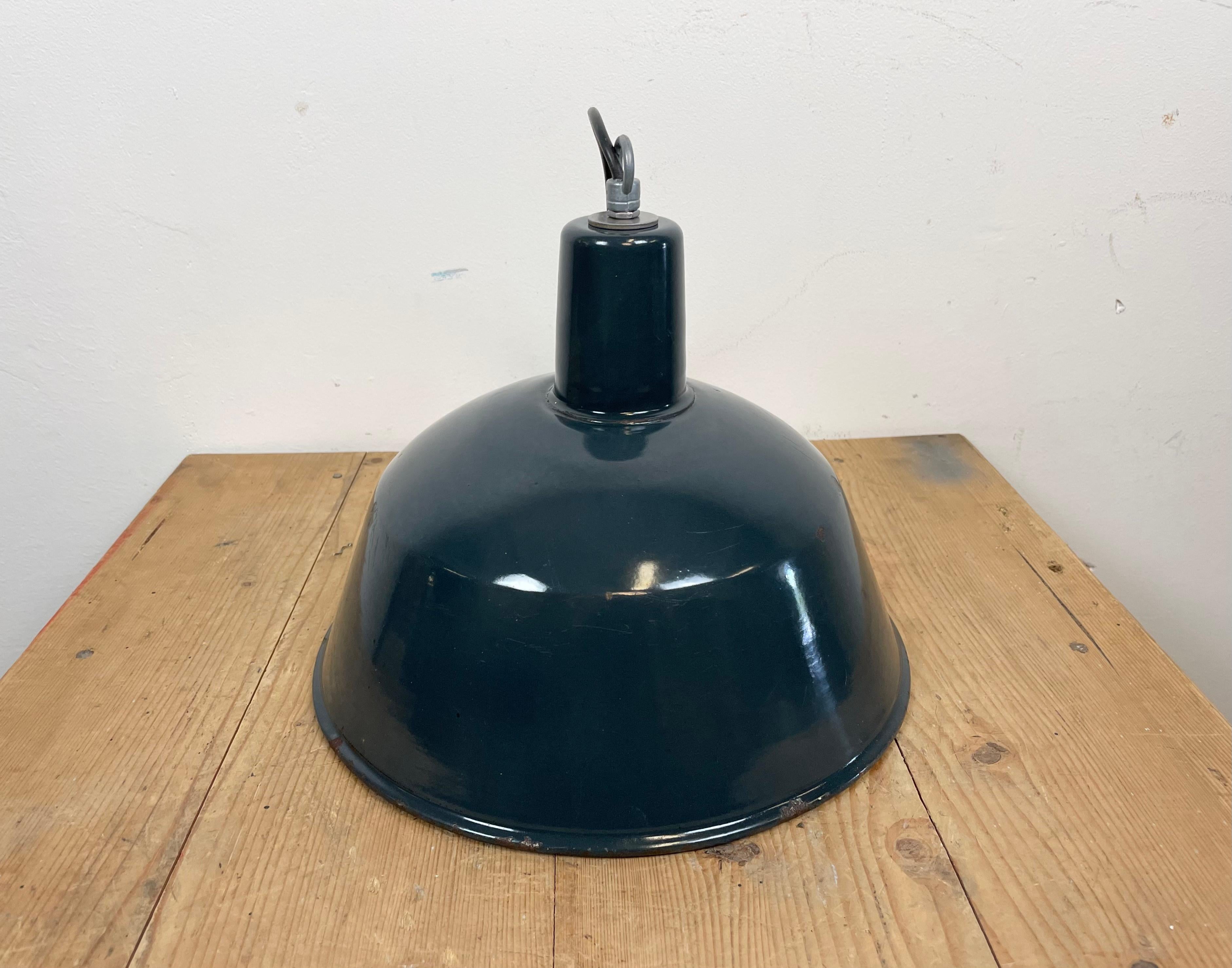 Industrial Dark Blue Enamel Pendant Lamp from EMAX, 1960s 9