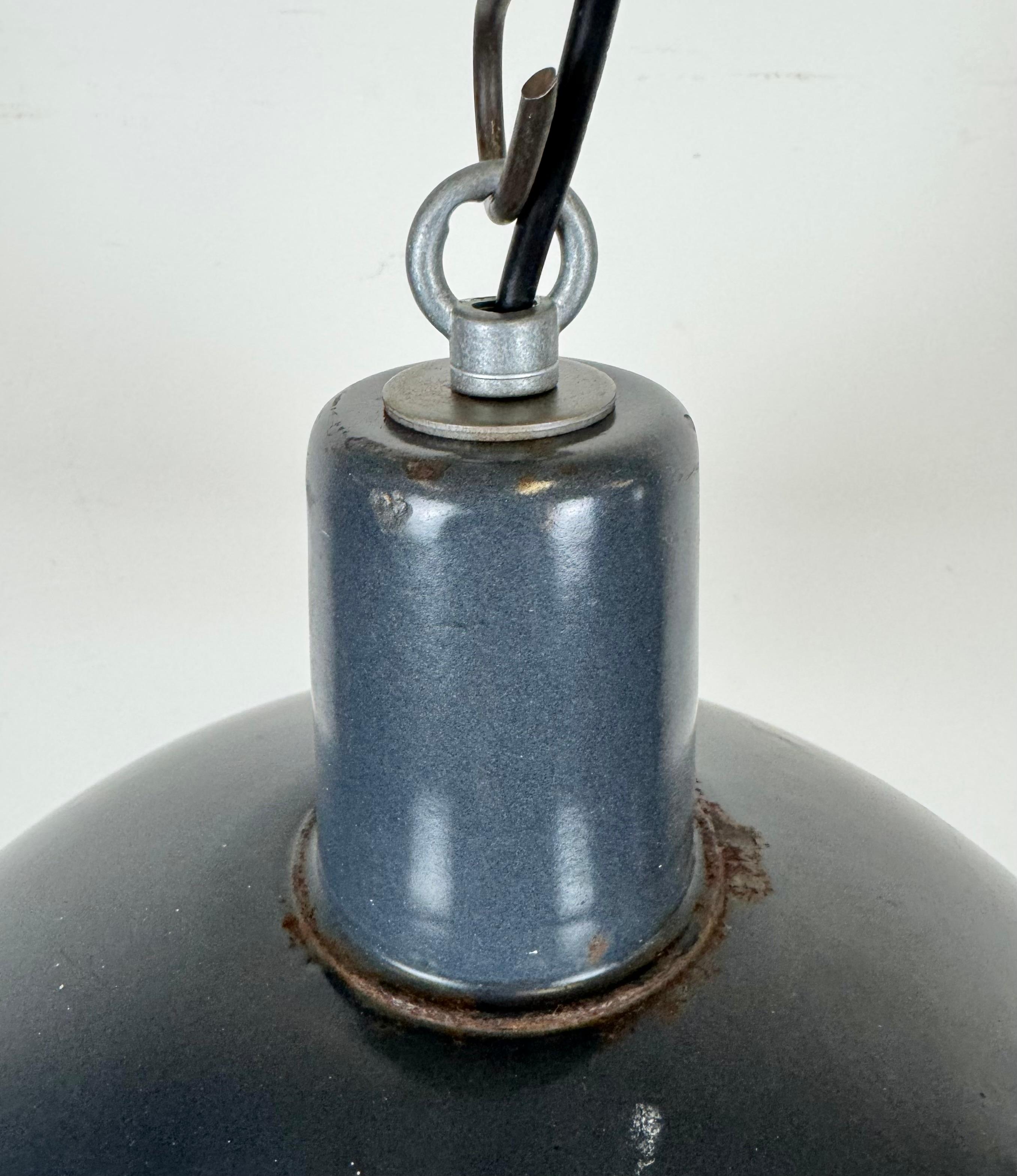 Smalto Lampada a sospensione industriale in smalto blu scuro di EMAX, anni '60 in vendita