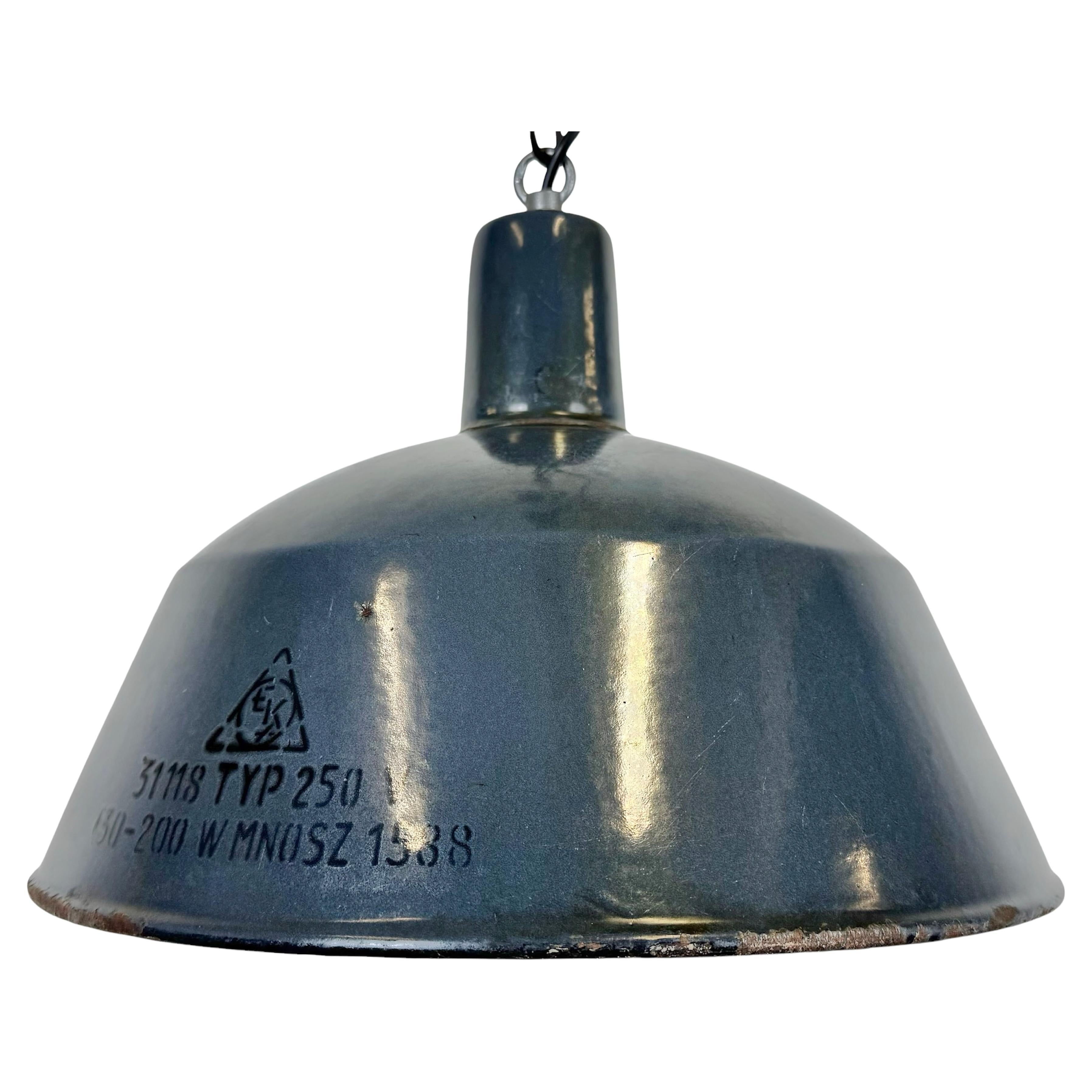Industrial Dark Blue Enamel Pendant Lamp from EMAX, 1960s
