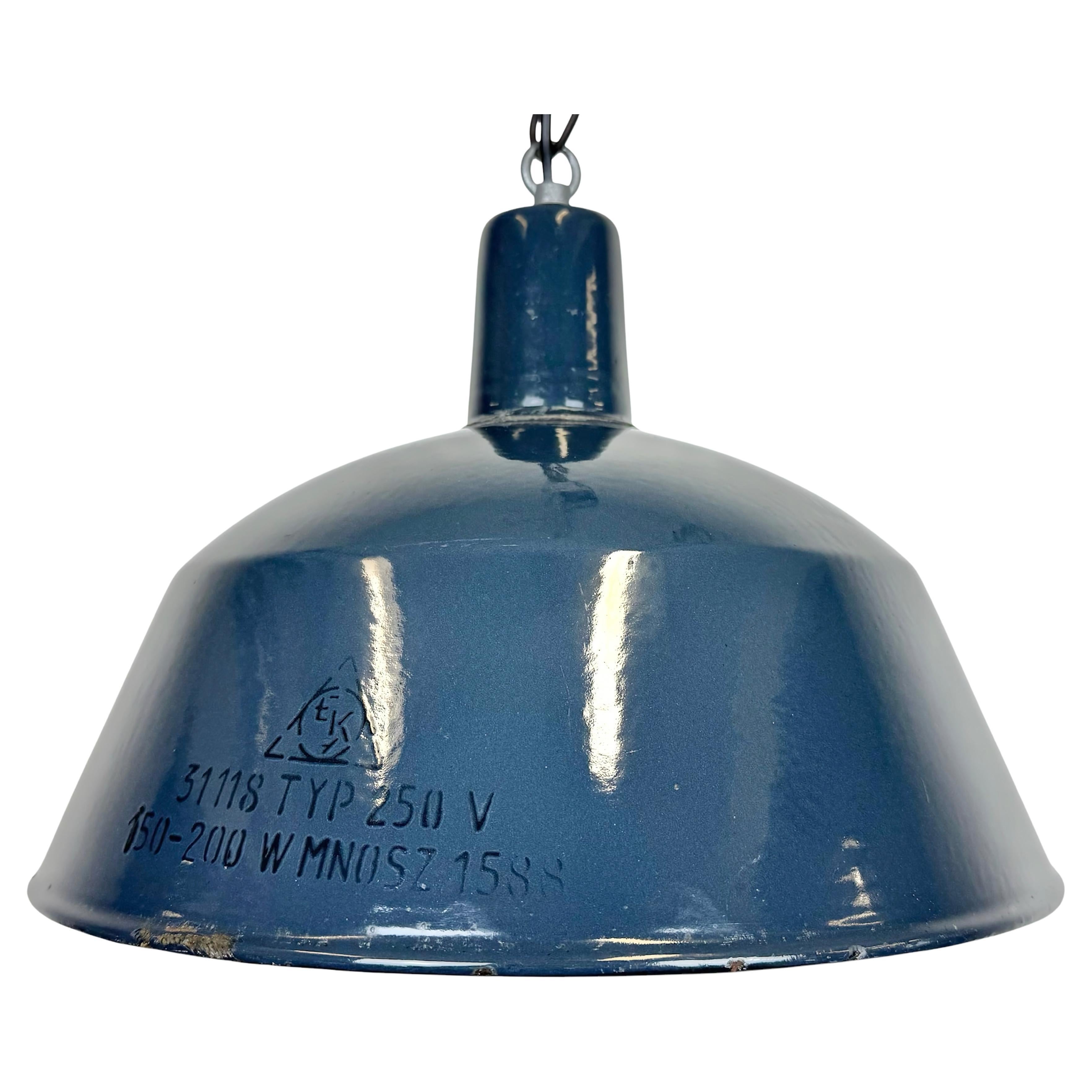 Industrial Dark Blue Enamel Pendant Lamp from EMAX, 1960s