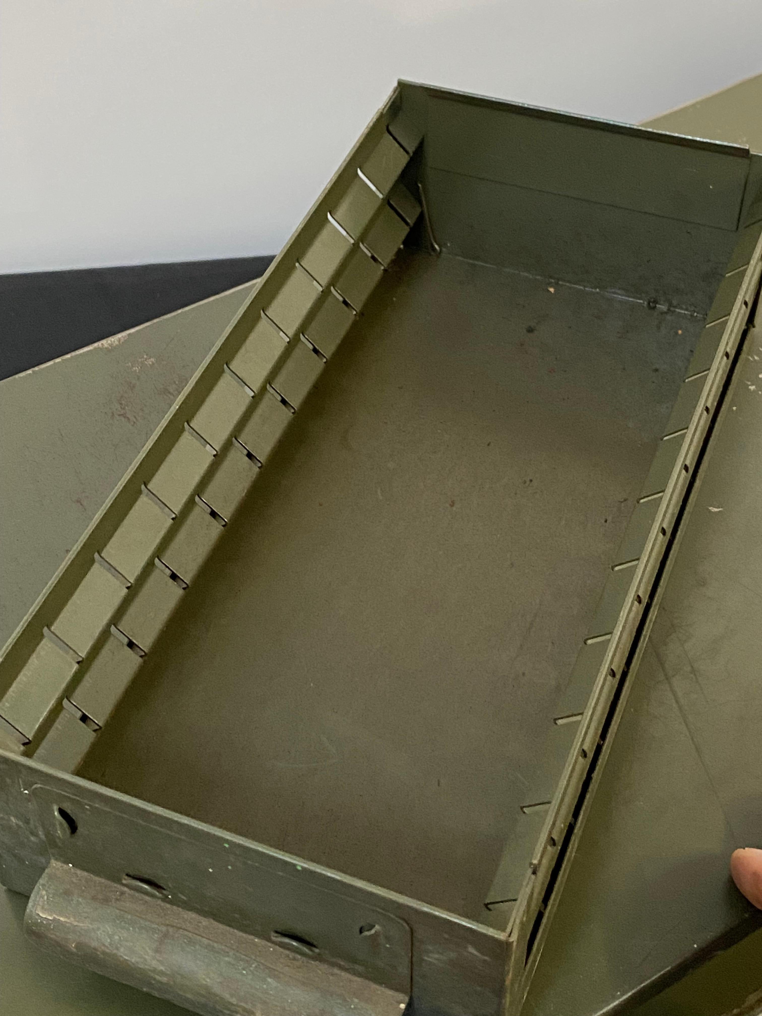 Industrial Dark Green Eighteen Drawer Hardware Cabinet For Sale 5