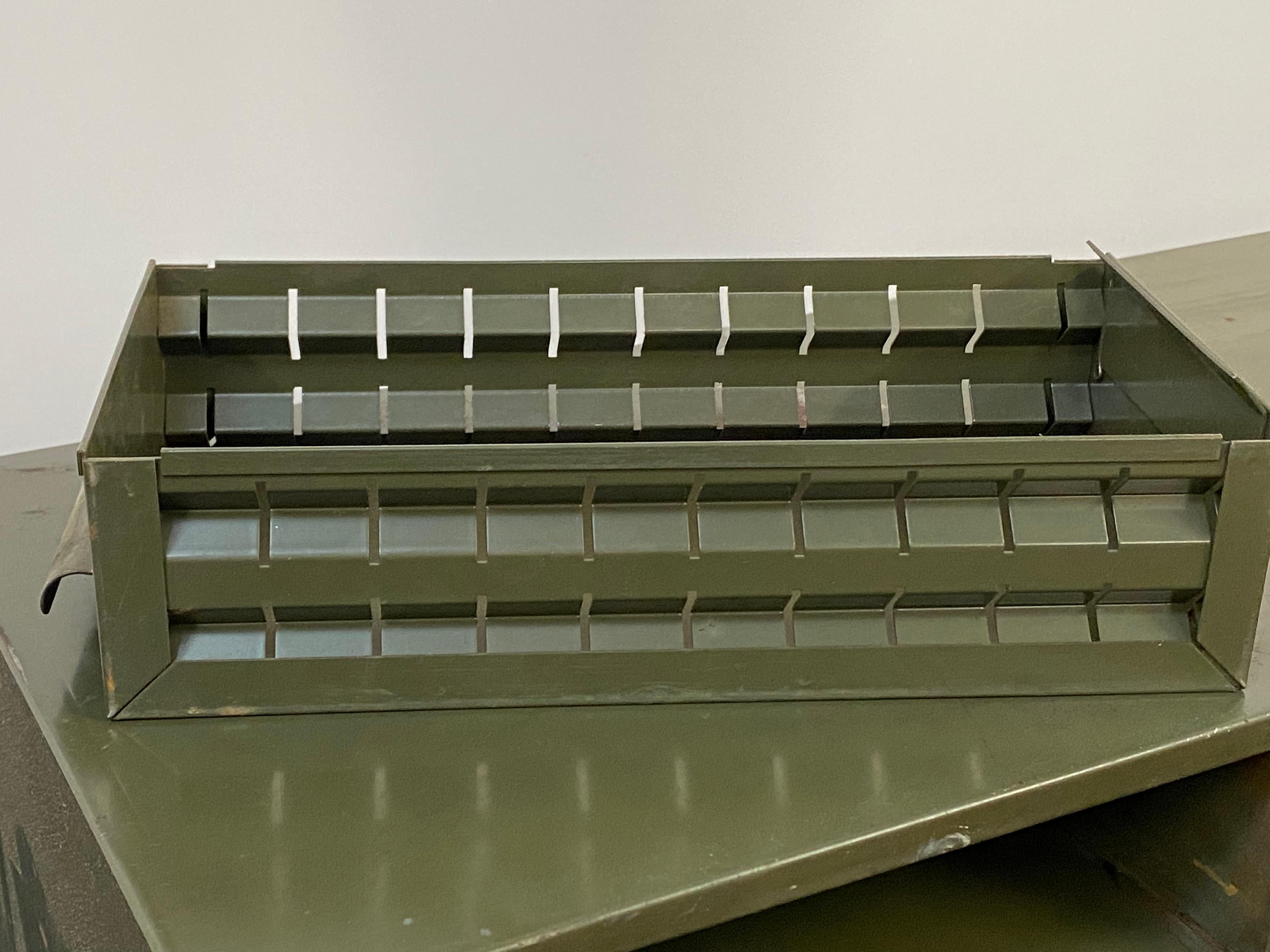 Industrial Dark Green Eighteen Drawer Hardware Cabinet For Sale 6