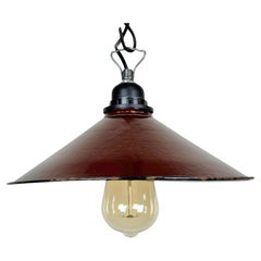 Industrial Dark Red Enamel Factory Pendant Lamp, 1960s