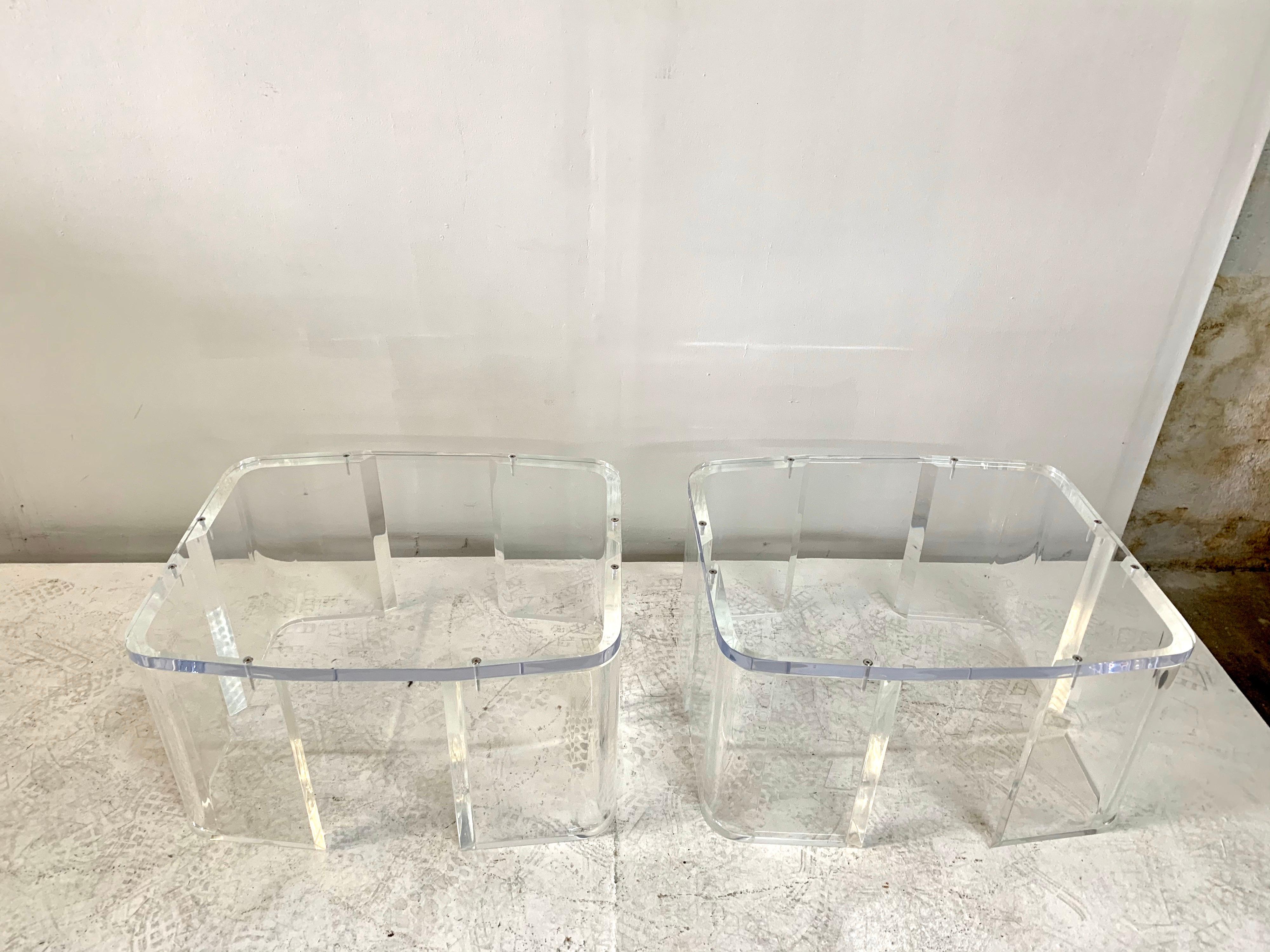 American Industrial Design Acrylic Side Tables, Pair