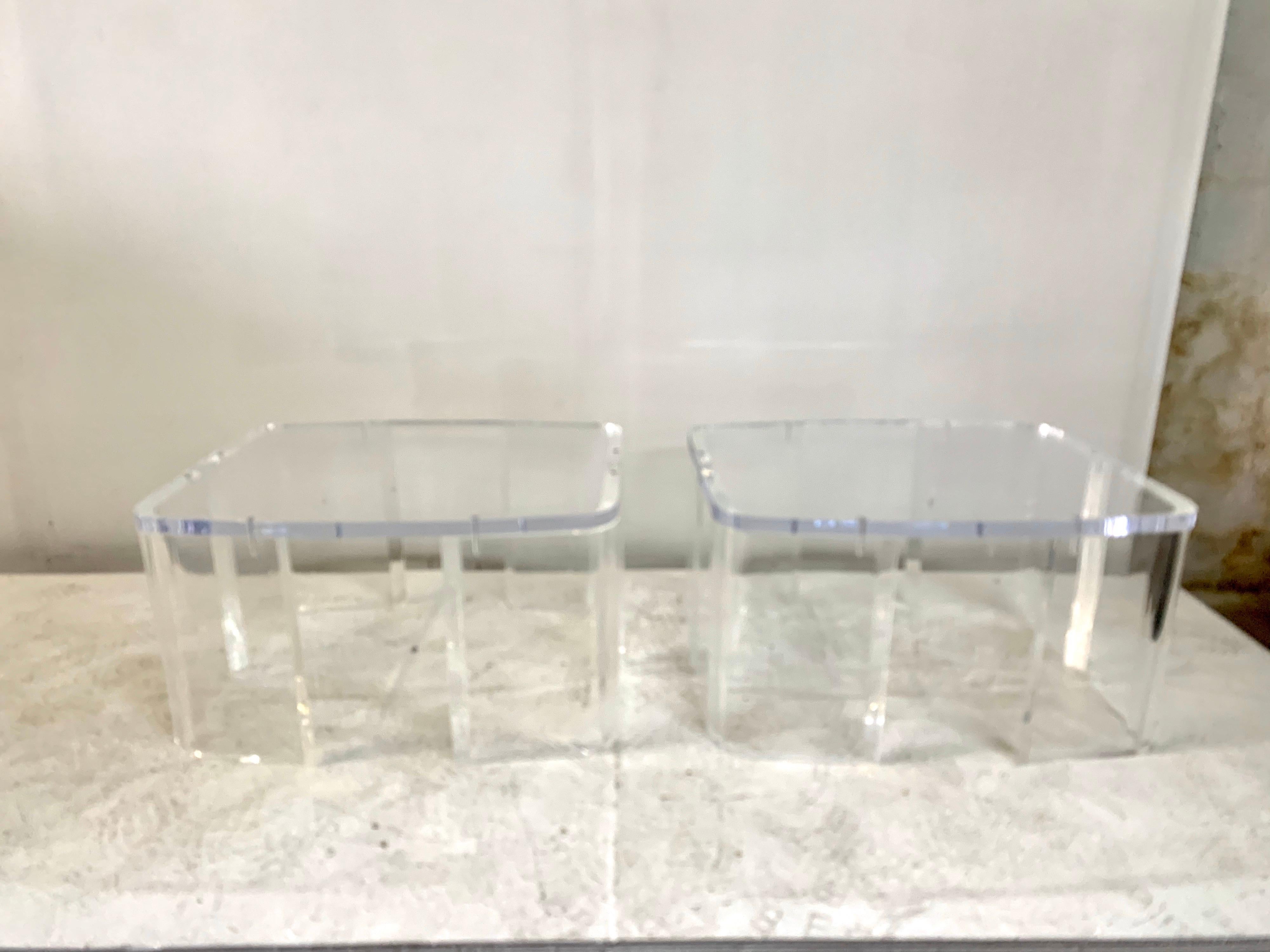 Industrial Design Acrylic Side Tables, Pair In Good Condition In East Hampton, NY